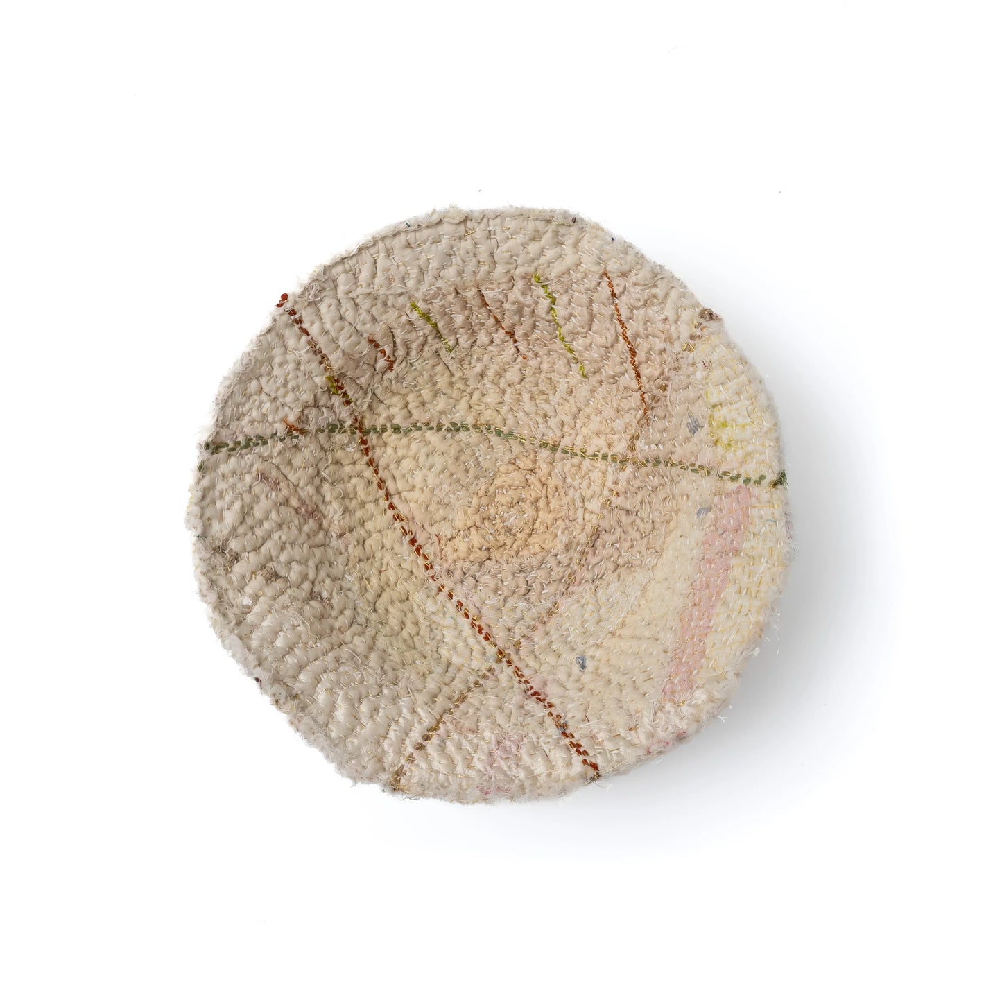 Handcrafted Kantha (metallic kantha) Shallow Bowl -Ivory