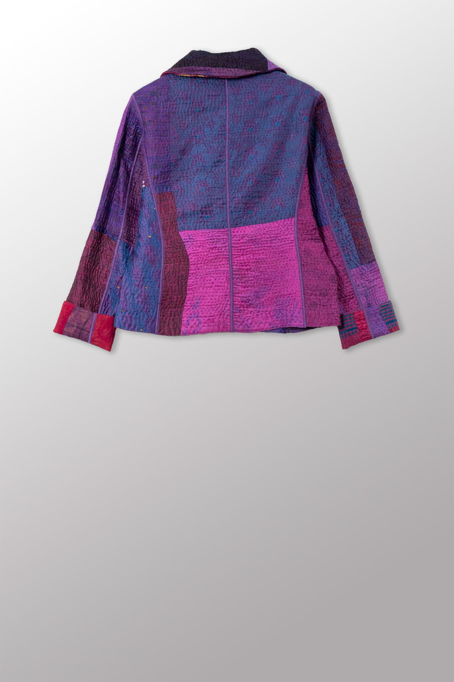 JACQUARD SILK KANTHA CROPPED BASIC JACKET - js4096-cprp001s -