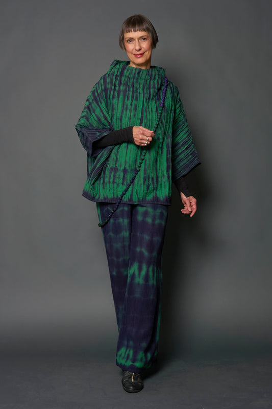 MONE COTTON RIPPLE TUCK PONCHO VEST - mn1249-grn -