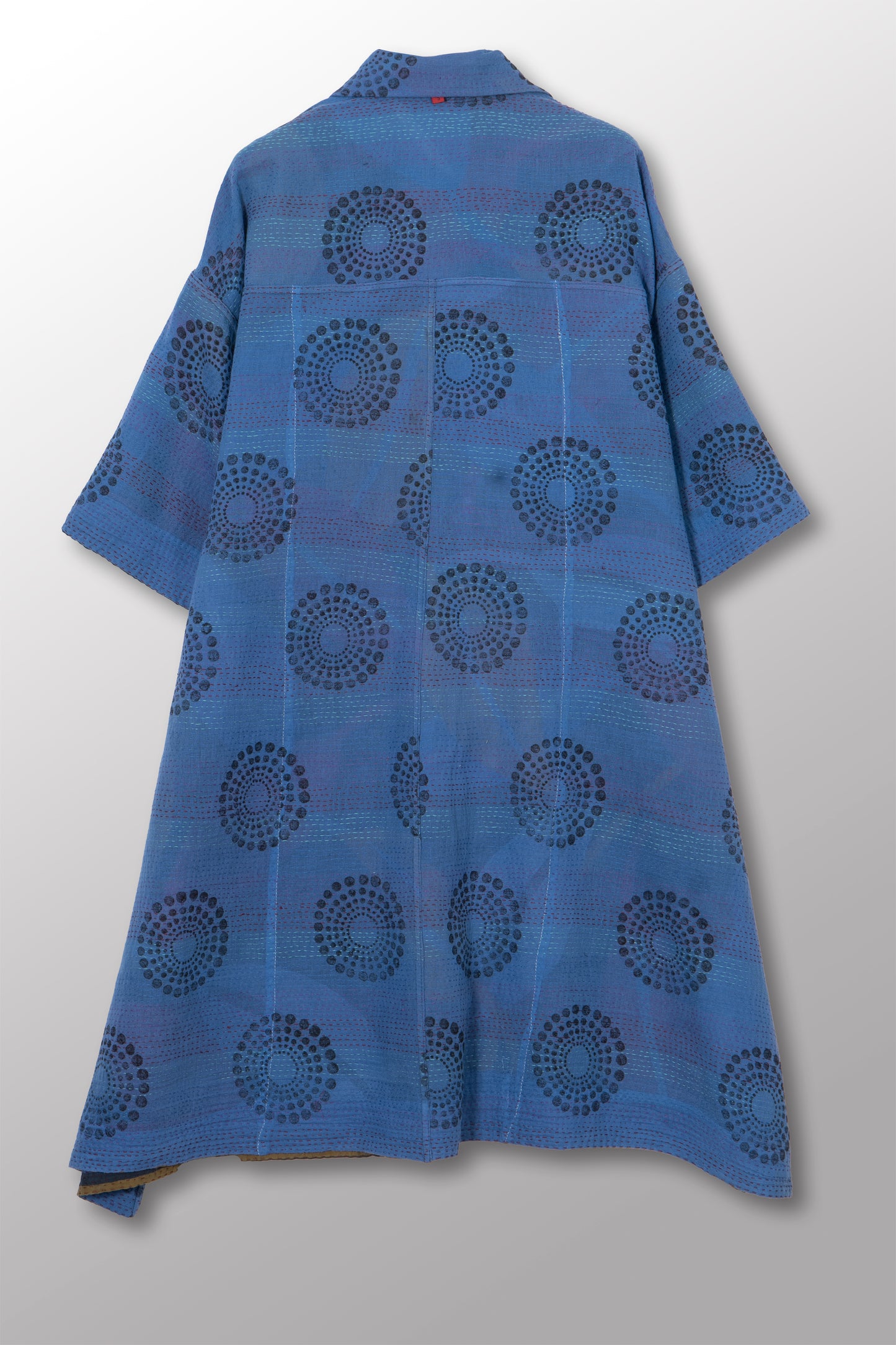 VINTAGE COTTON & NEW VOILE KANTHA 3/4 SLV. SHIRT DRESS - cn2459-0002s -