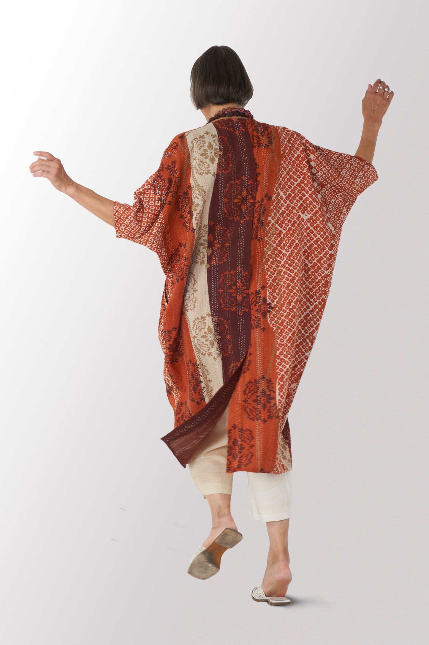 KIMONO COTTON KANTHA DOLMAN MAXI - kc2440-org -