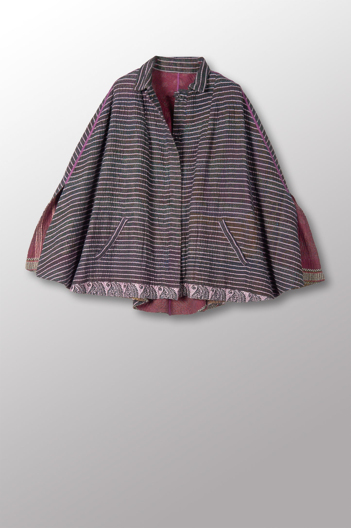 WOVEN VINTAGE COTTON KANTHA MANTLE - fw4069-5001a -