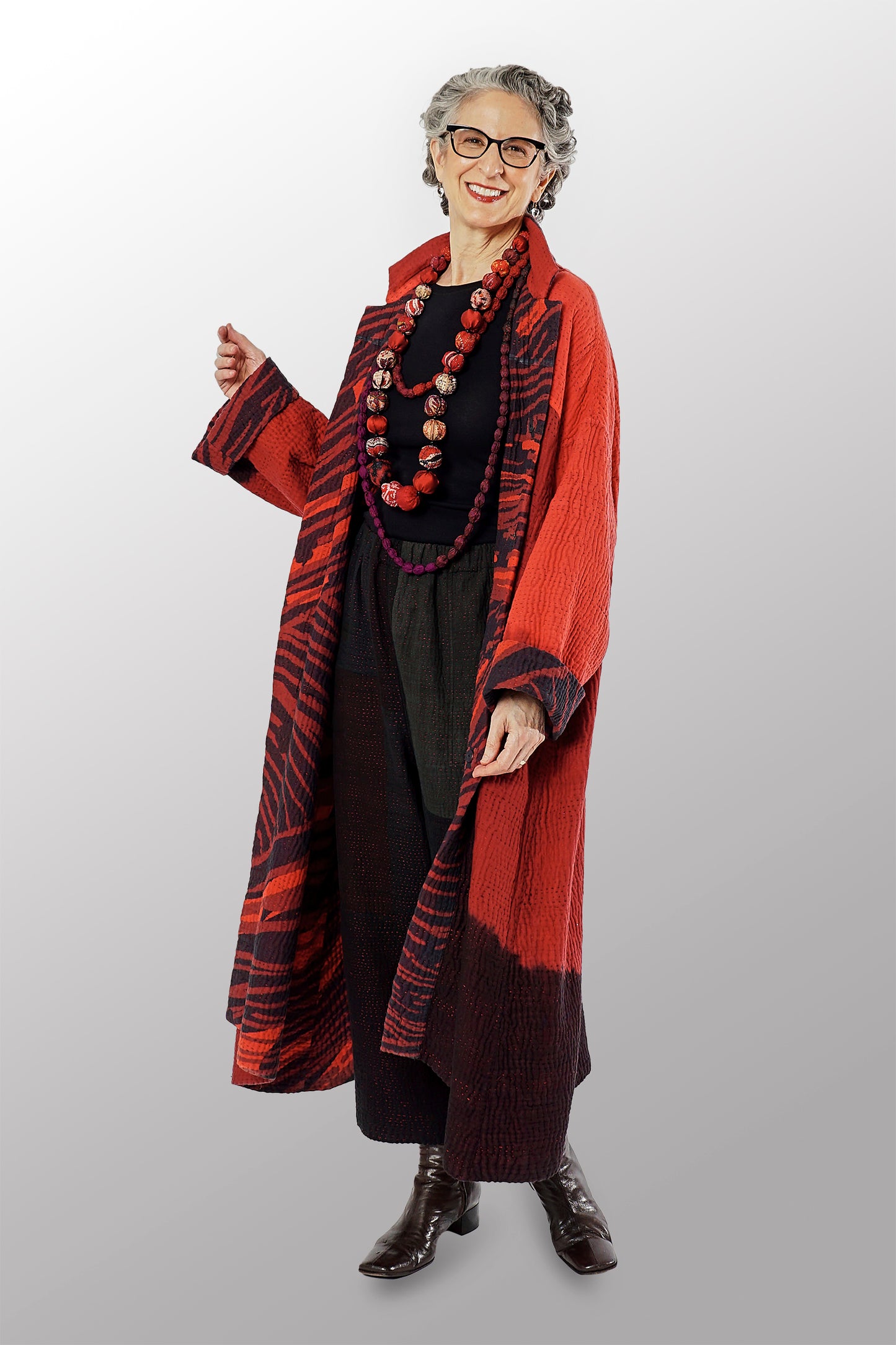 MAGMA AND OMBRE KANTHA NEW OVERSIZED COAT - mw5342-red -