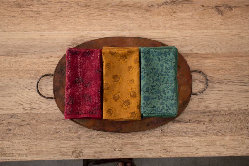 Printed Fray Handmade Napkins-Sage (Set of 2)