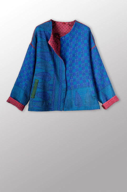 COTTON OVERDYE KANTHA CREW NECK SHORT JKT - ov4053-cblu011a -