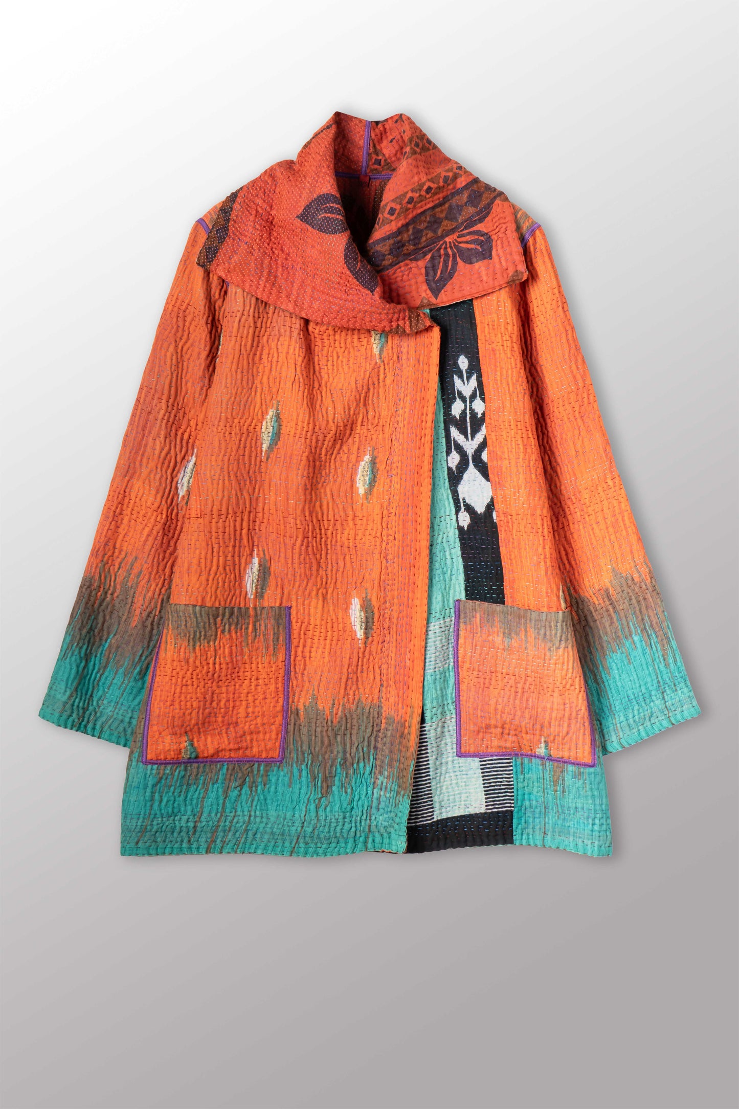 VINTAGE COTTON KANTHA POCKET JKT - cv4002-0224a -