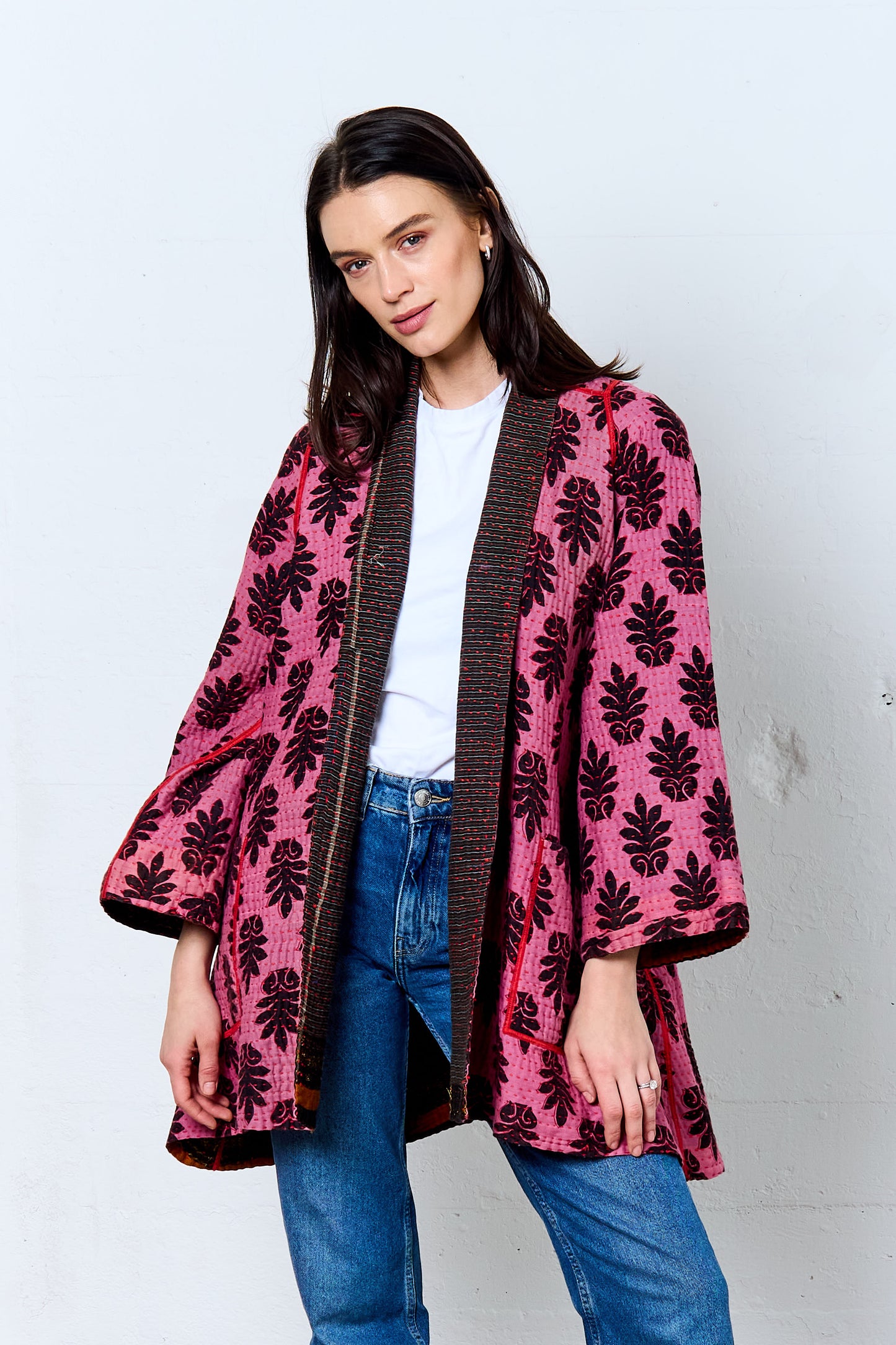 VINTAGE COTTON BBK KANTHA A-LINE JKT - bb4003-mlt -