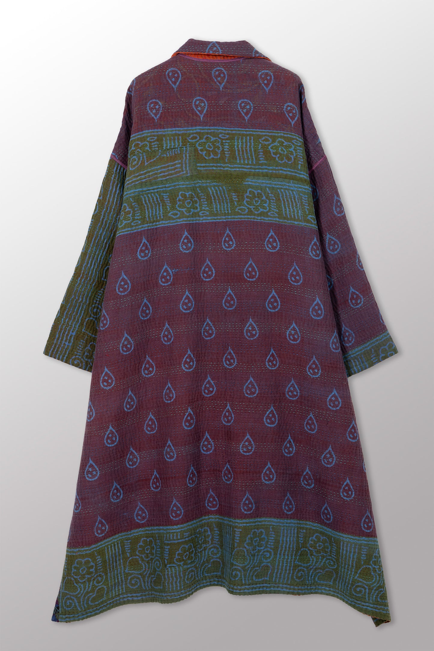 COTTON OVERDYE KANTHA OVERSIZED COAT - ov4326-corg001a -