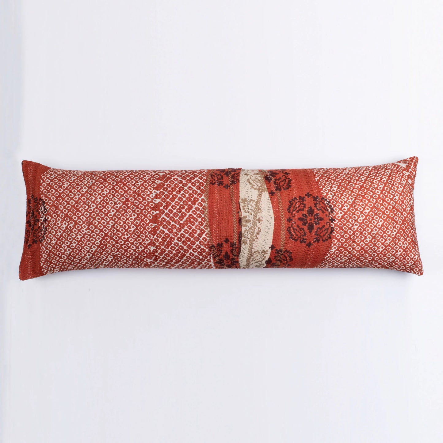 Cotton Ombre Handmade Kantha Lumber Pillow -Orange