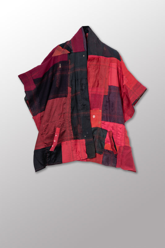 MOSAIC OMBRE KANTHA PONCHO TOP - mo1568-red -