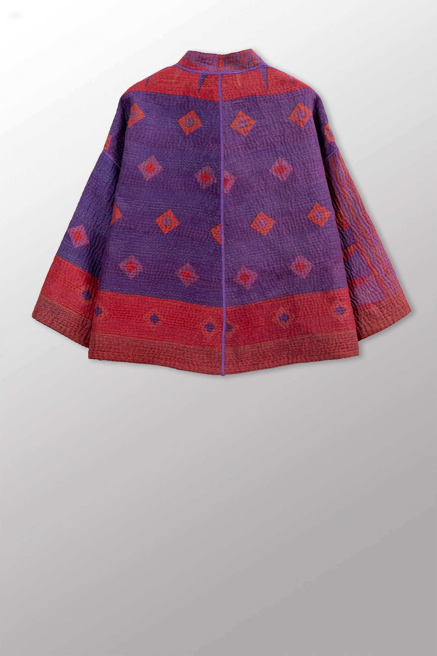 COTTON OVERDYE KANTHA STAND COLLAR CROPPED JKT - ov4034-cprp001a -