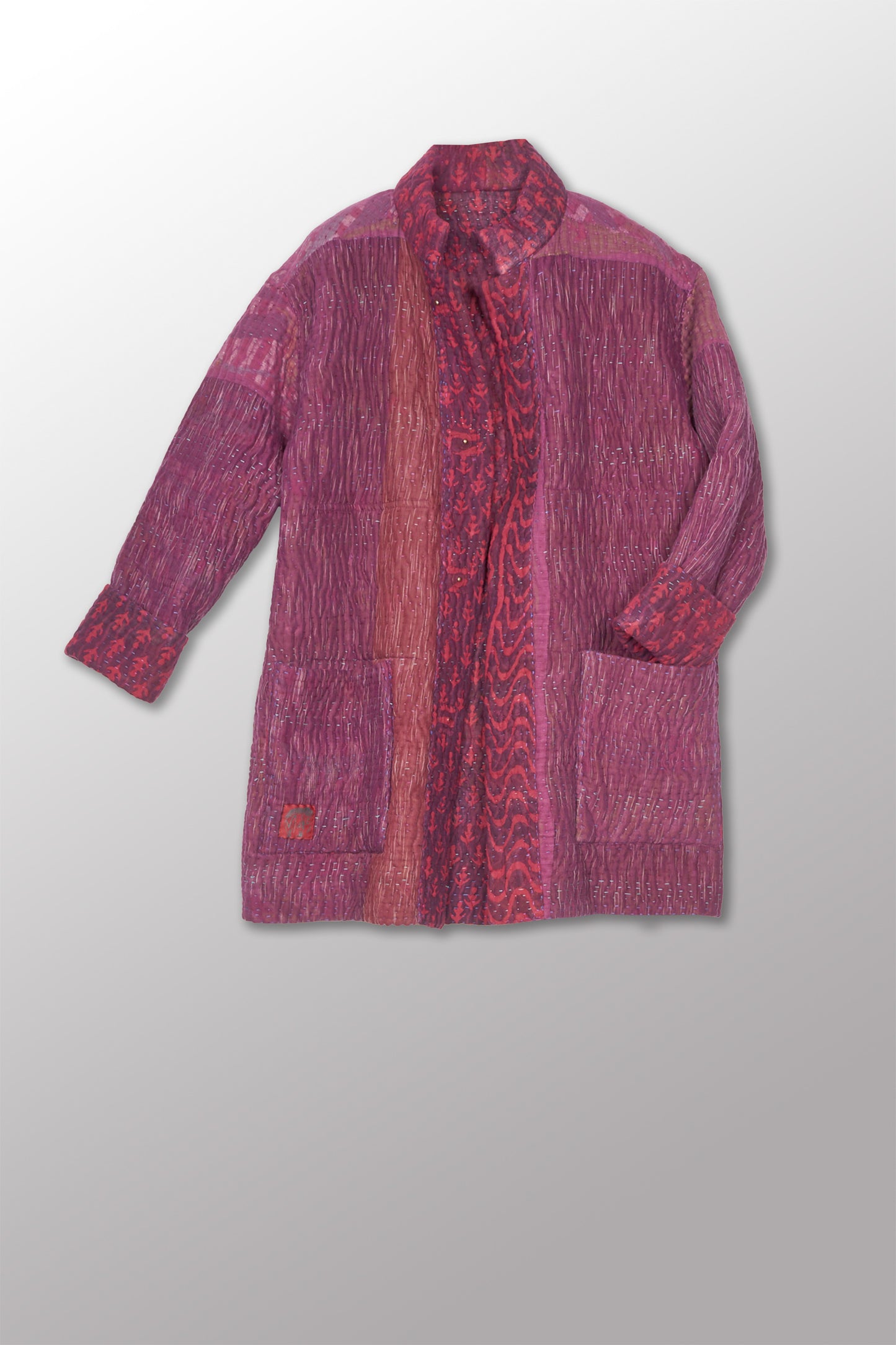 QUILTED OVERDYE COTTON KANTHA MEN'S JACKET - oq5041-cred001m -