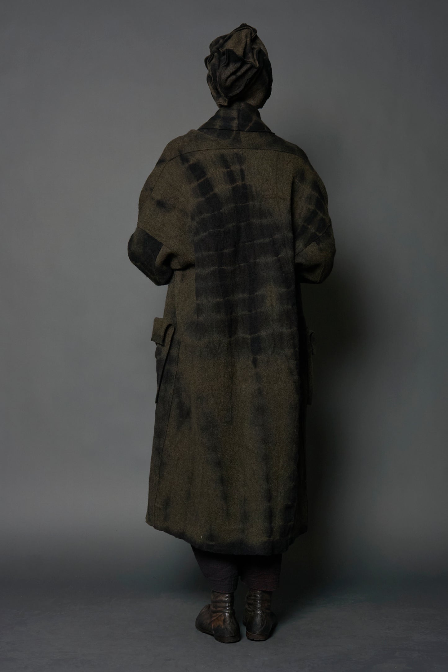 SHIBORI TIE DYE BOILED WOOL HELMET - tb1885-grn -