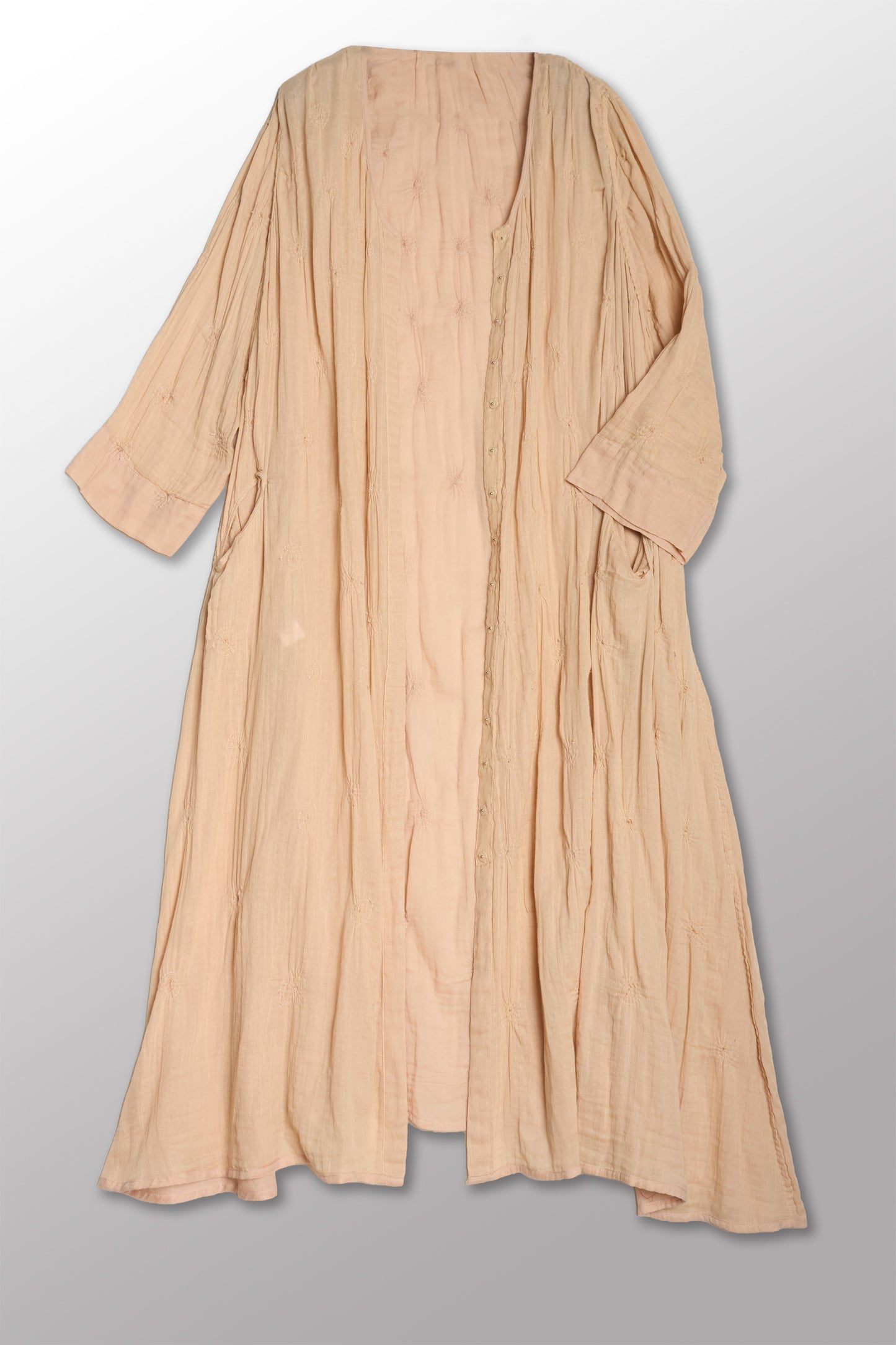 GAUZE SHIBORI GARMENT KANTHA A-LINE DRESS - bl-gg2460-pik -