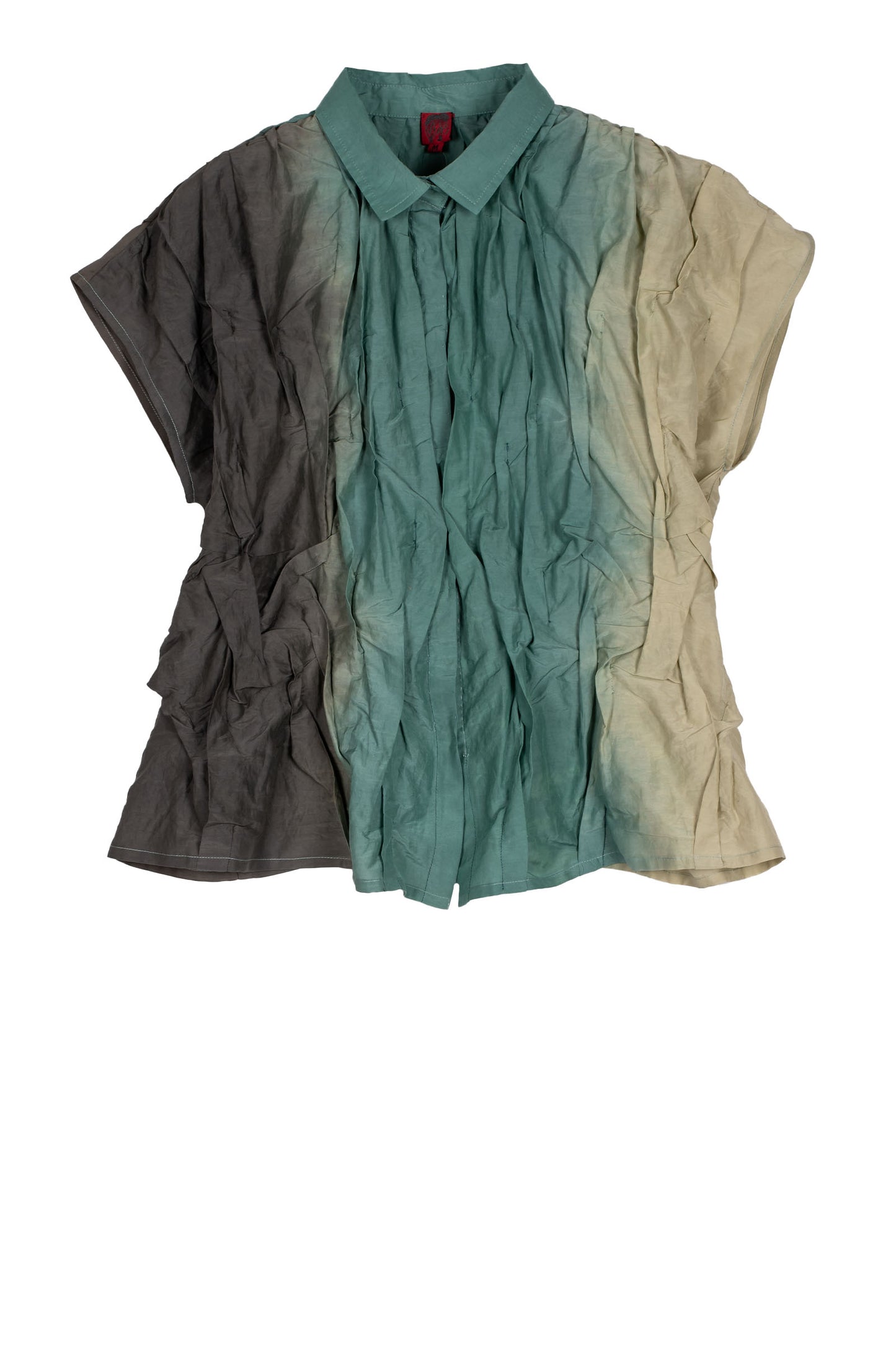 DYED COTTON SILK VOILE WAVY FRENCH SLEEVE SHIRT - dc1569-ogr -