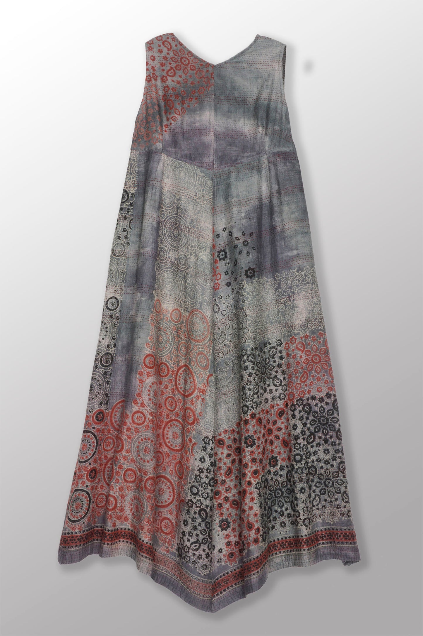 MANHATTAN AJRAKH KANTHA HIGH-WAIST DRESS - mh2447-gry -