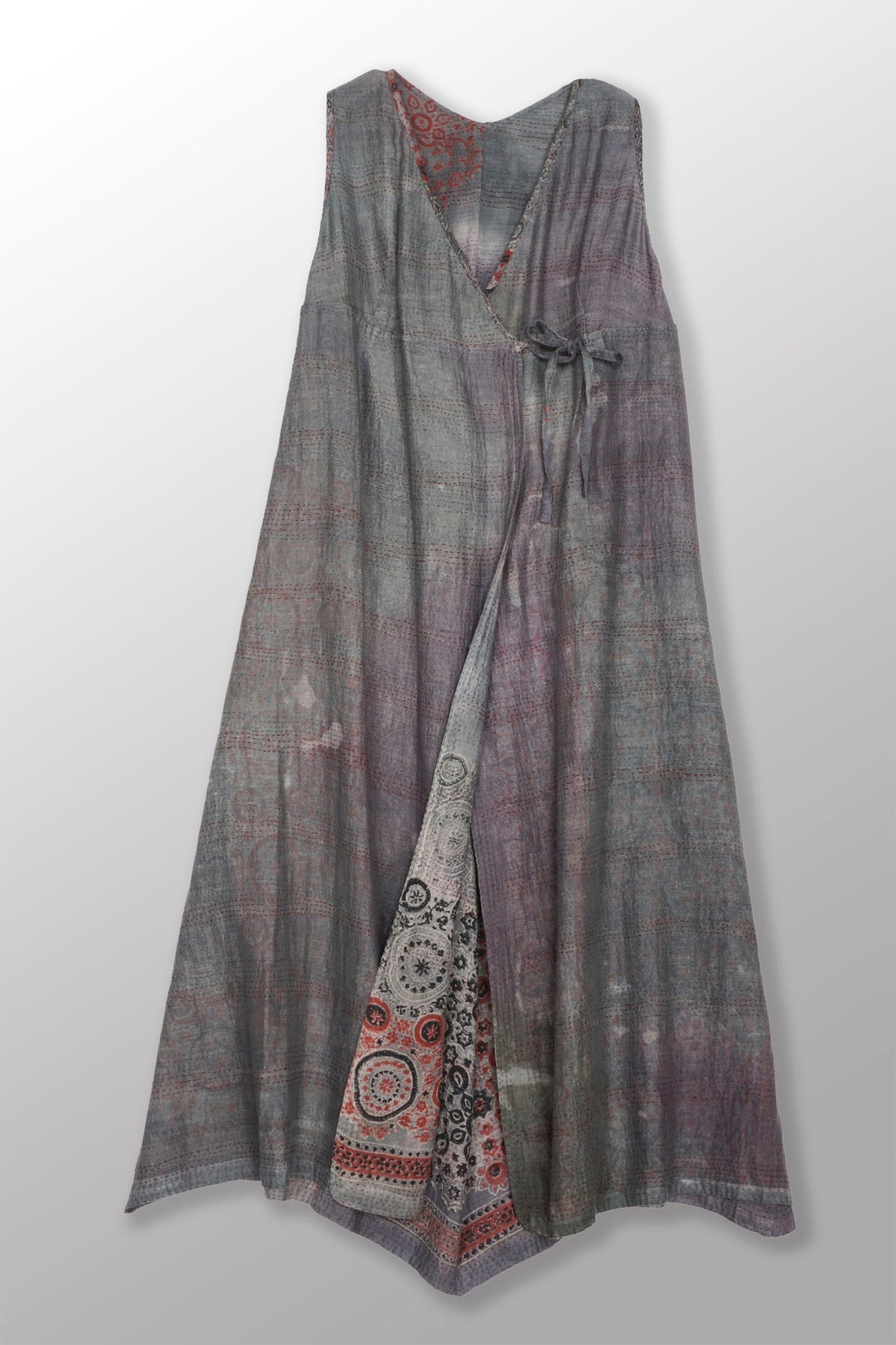 MANHATTAN AJRAKH KANTHA HIGH-WAIST DRESS - mh2447-gry -