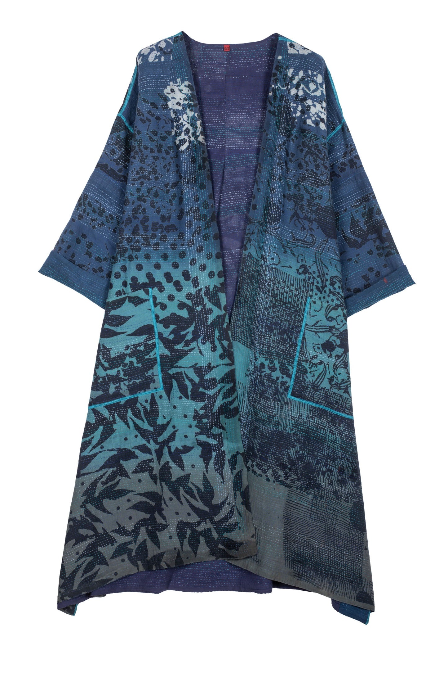 MONOTONE TWILIGHT PRINT KANTHA LONG DUSTER - tp2328-blu -