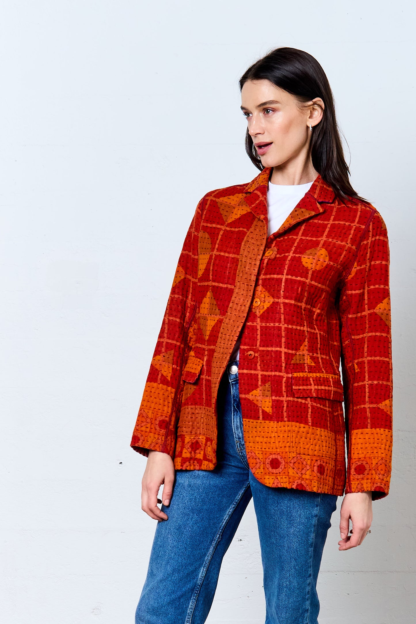 VINTAGE COTTON BBK KANTHA BASIC JACKET - bl-bb4052-0001s -