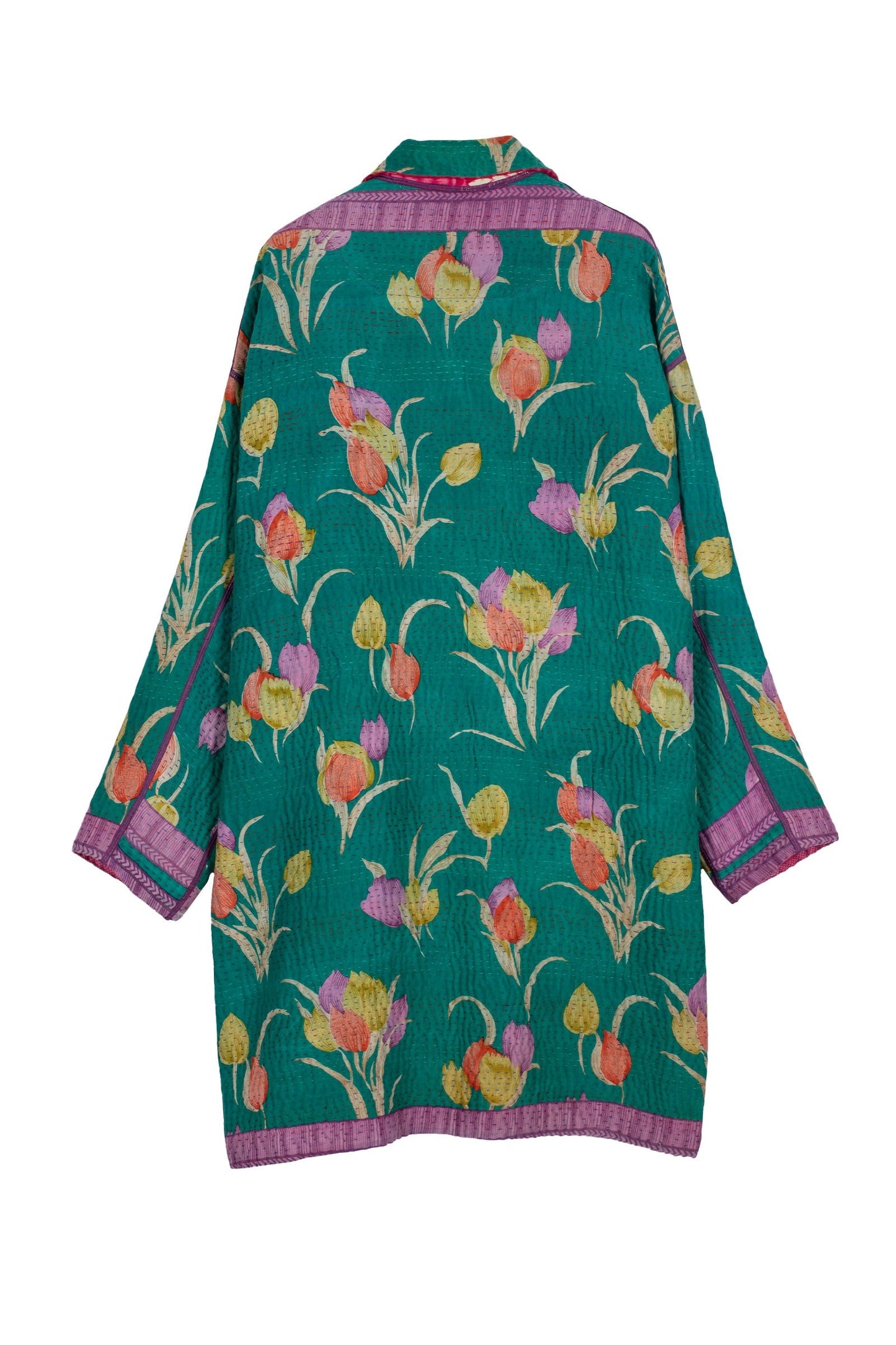 VINTAGE COTTON KANTHA LONG LINE JKT - cv4059-0007l -