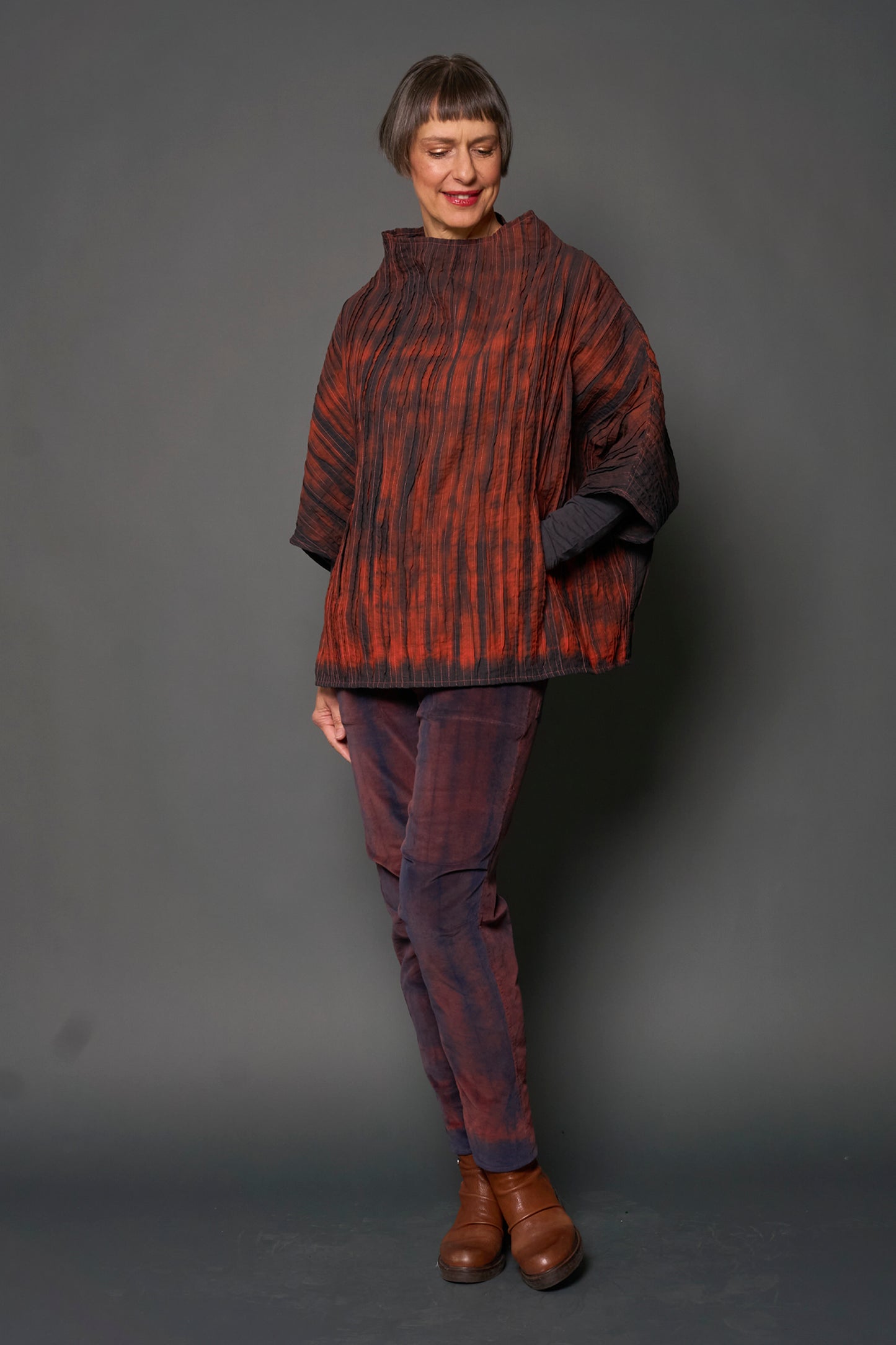 MONE COTTON RIPPLE TUCK PONCHO VEST - mn1249-org -