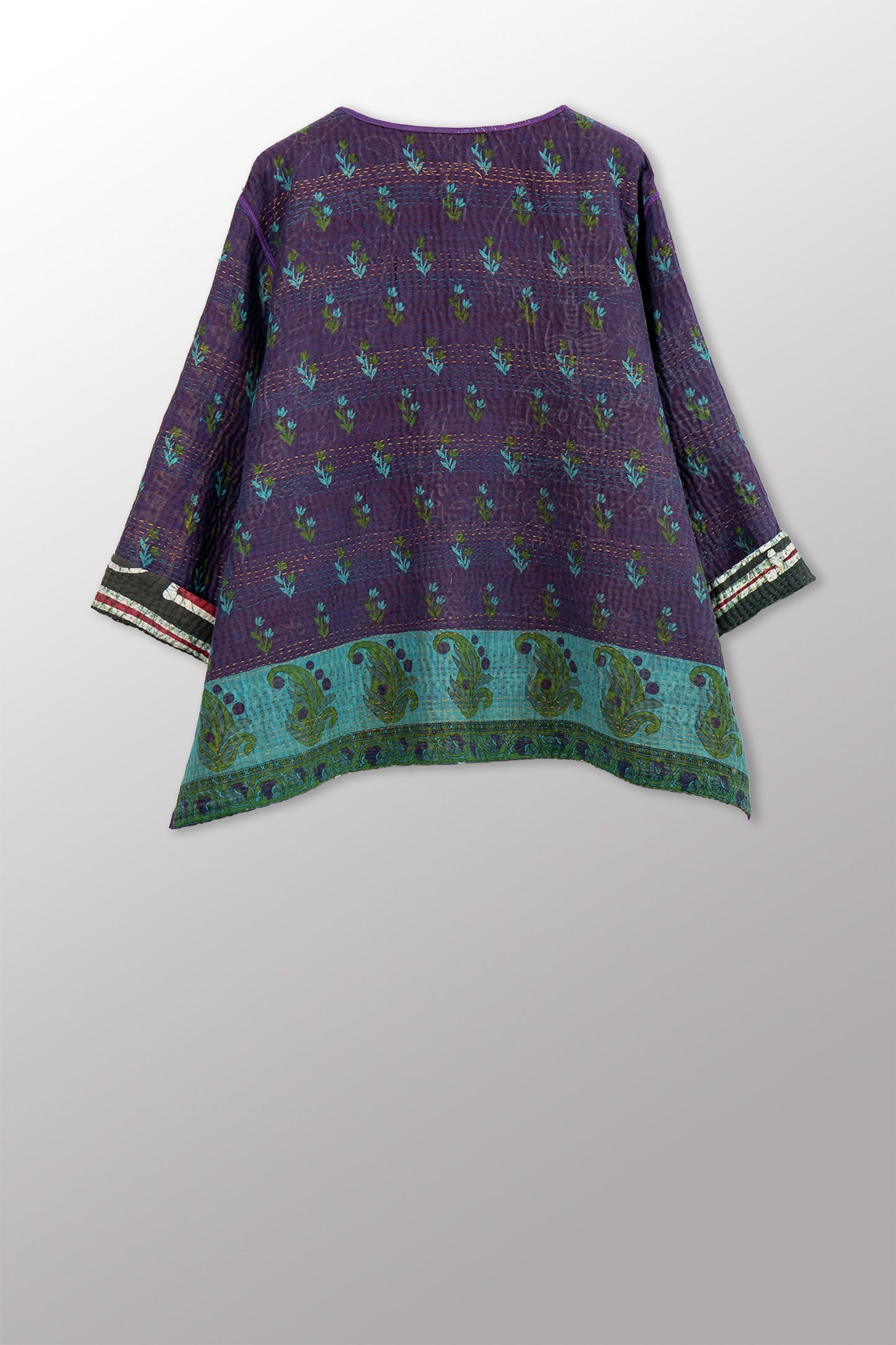 VINTAGE COTTON KANTHA A-LINE SHORT JKT - cv4019-0021a -