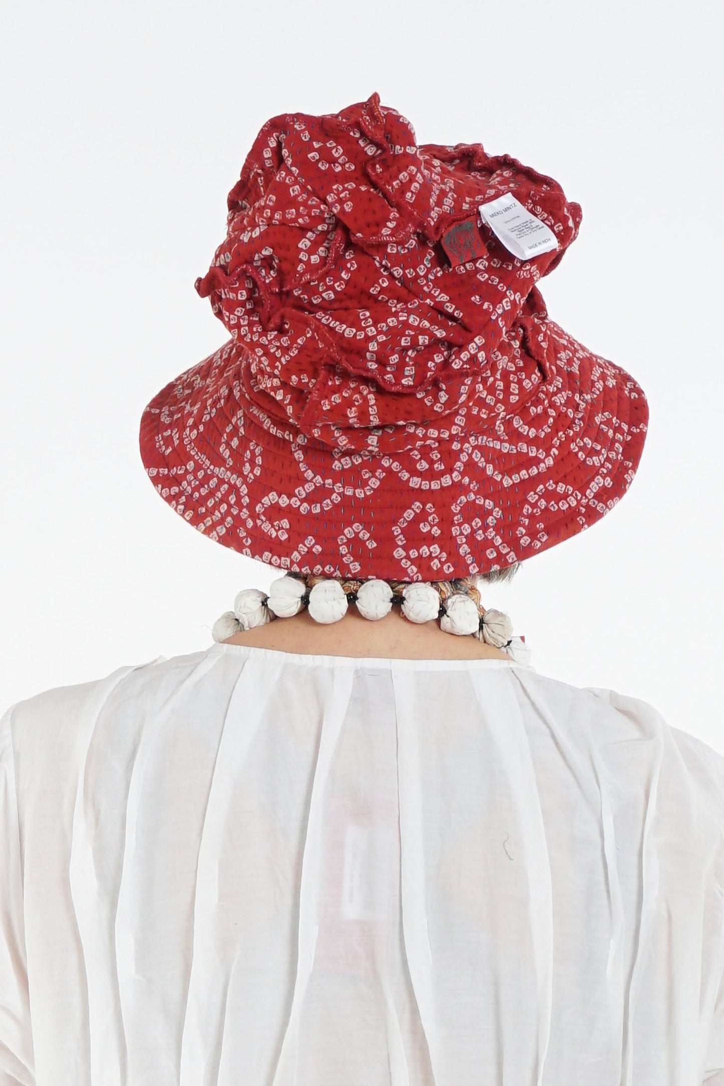 VINTAGE COTTON KANTHA FULL BRIM HAT - cv4889-red -