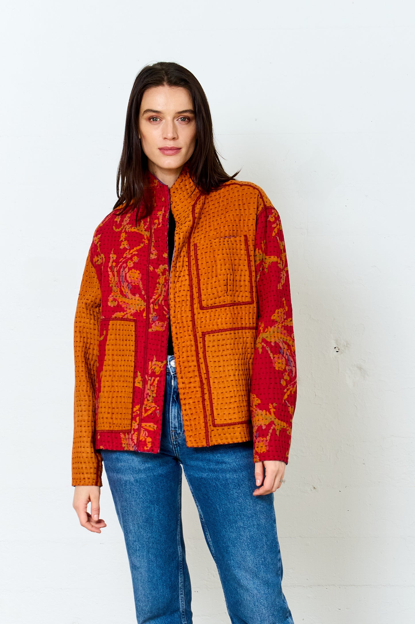 VINTAGE COTTON BBK KANTHA MEN'S BLOUSON - bb4040-0001s -