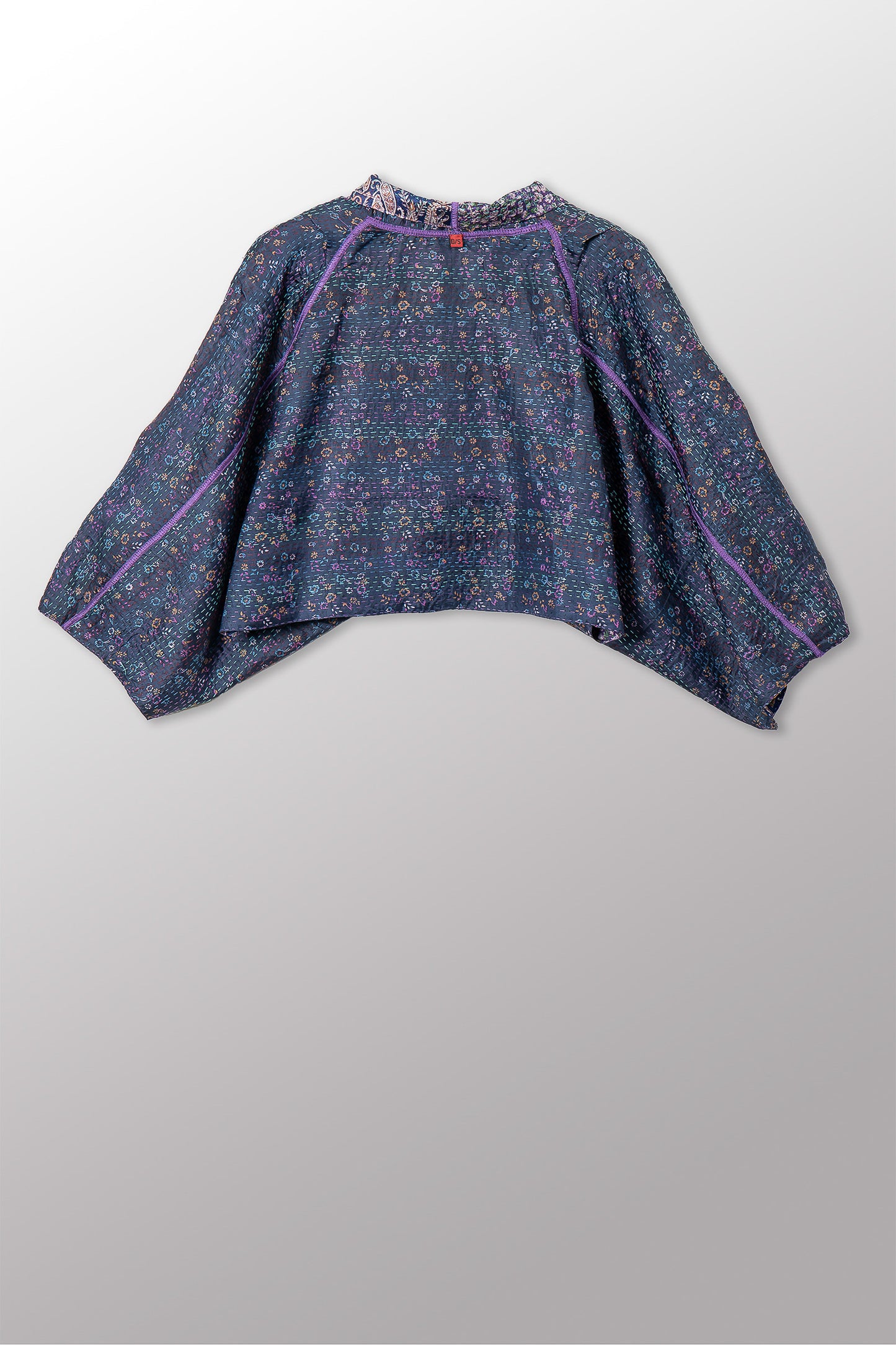 VINTAGE SILK KANTHA PUFF SLV. SHRUG - sv2062-0038a -