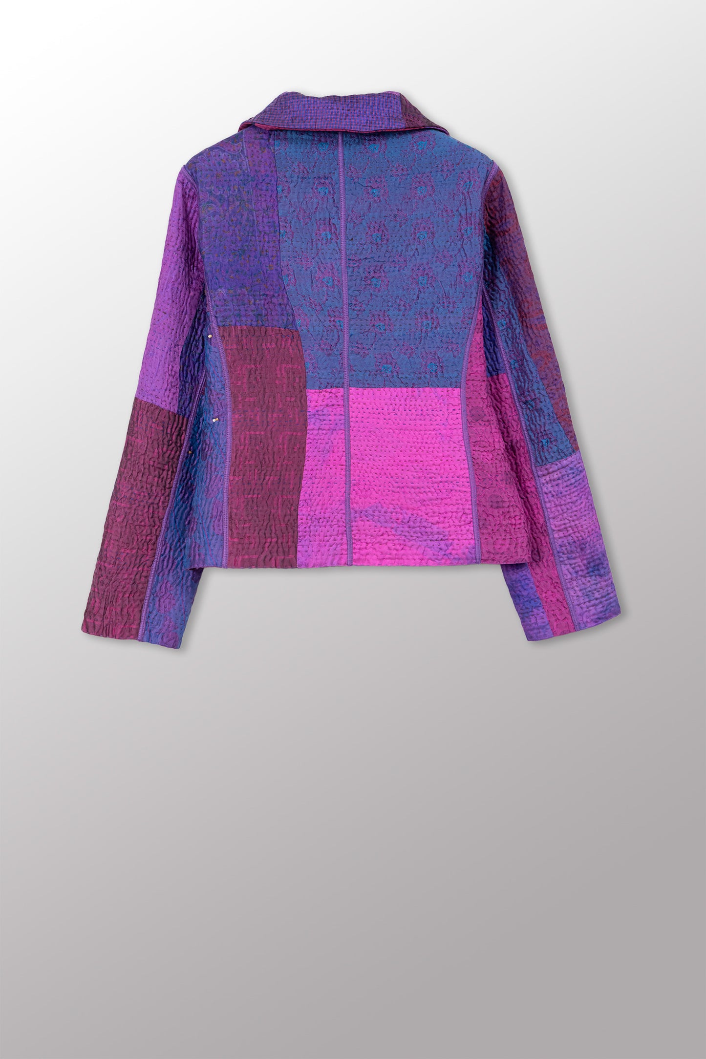 JACQUARD SILK KANTHA CROPPED BASIC JACKET - js4096-cprp002m -