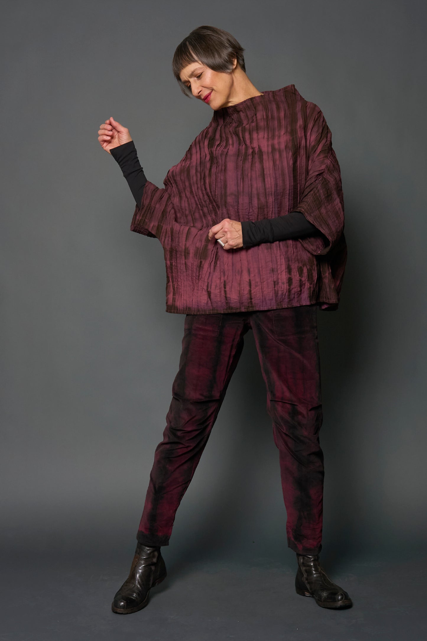 MONE COTTON RIPPLE TUCK PONCHO VEST - mn1249-pik -