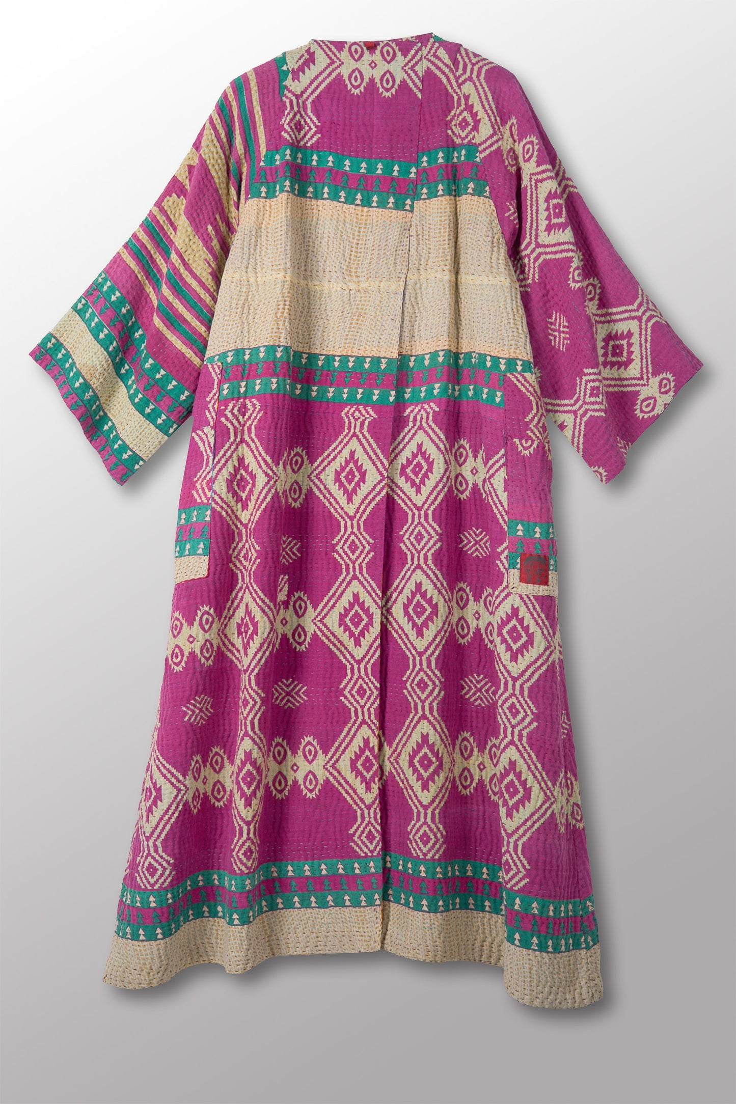 VINTAGE COTTON KANTHA KIMONO MAXI - cv4318-0018a -
