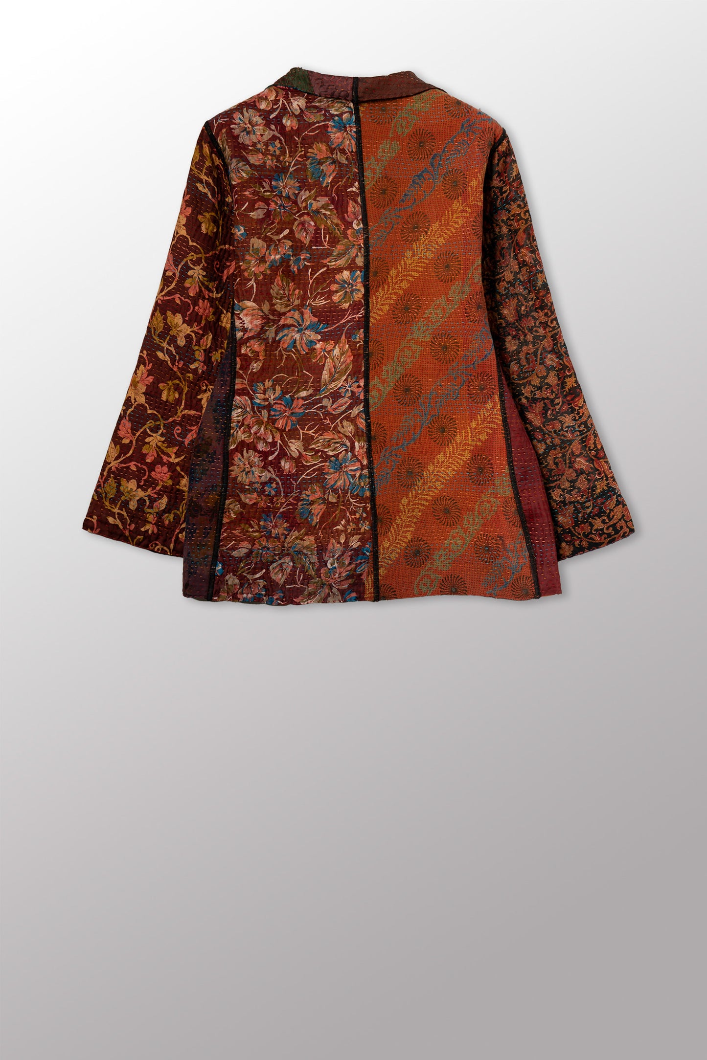 JACQUARD SILK KANTHA SHORT JACKET - js4007-cbrn002m -