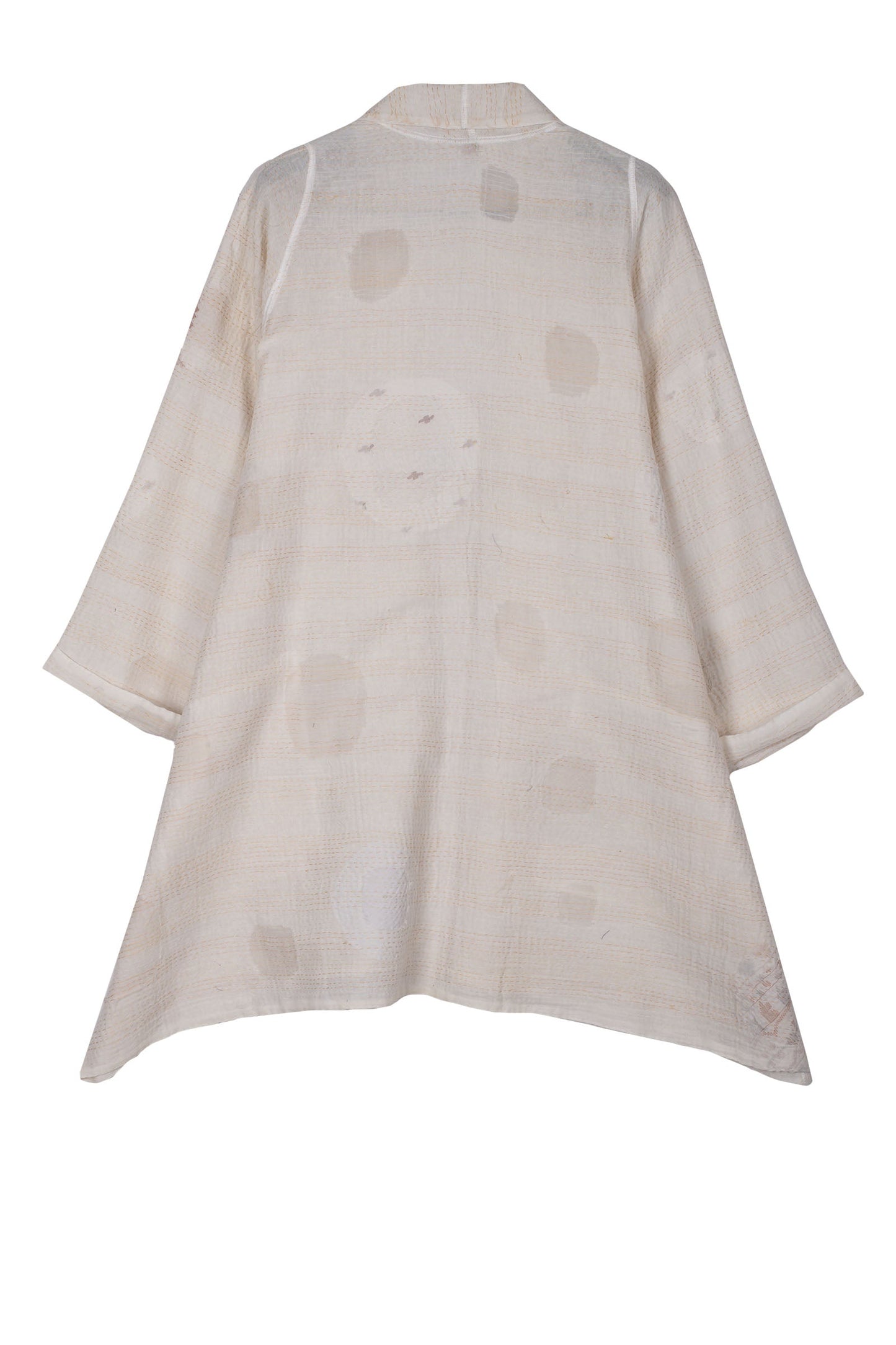 CUT THROUGH DOT AND HOLES KANTHA A-LINE JACKET - cd2003-ivy -