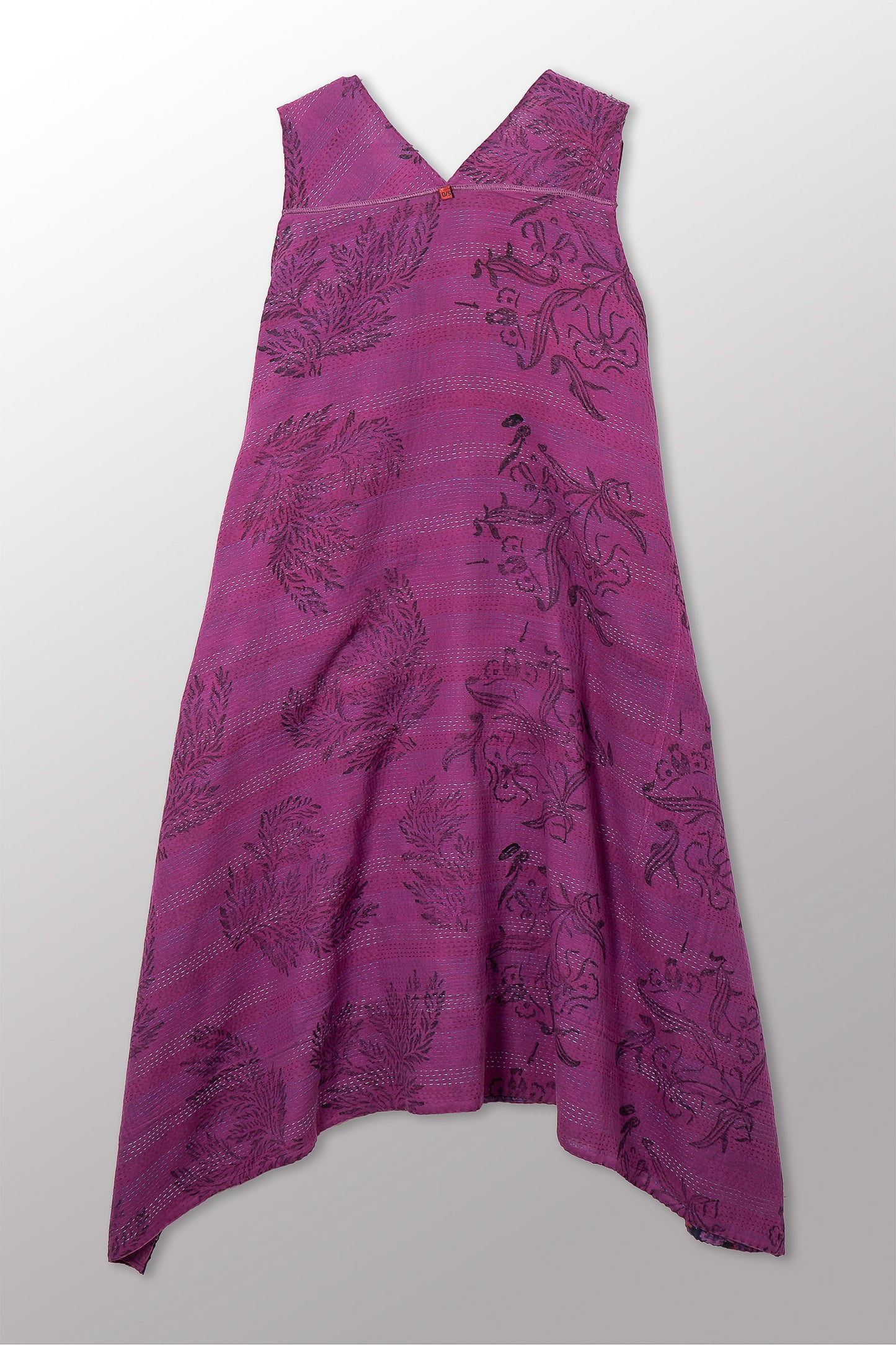 VINTAGE COTTON & NEW VOILE KANTHA TENT DRESS - cn2413-0002a -