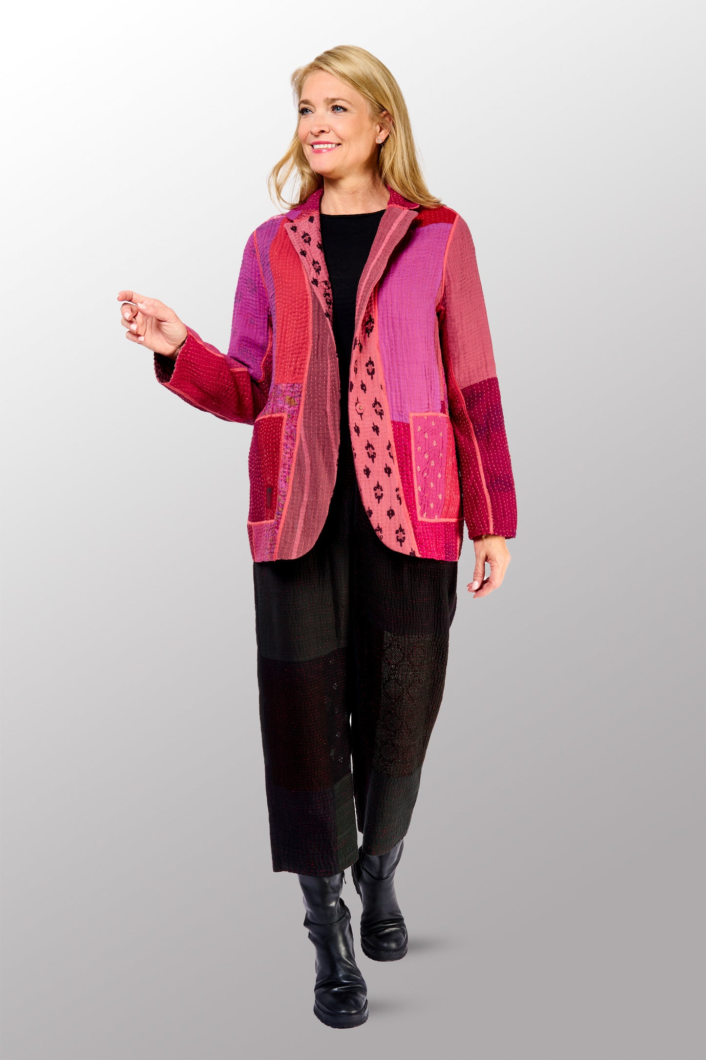 BBK PATCH KANTHA BASIC JACKET - bl-bbp4052-pik -