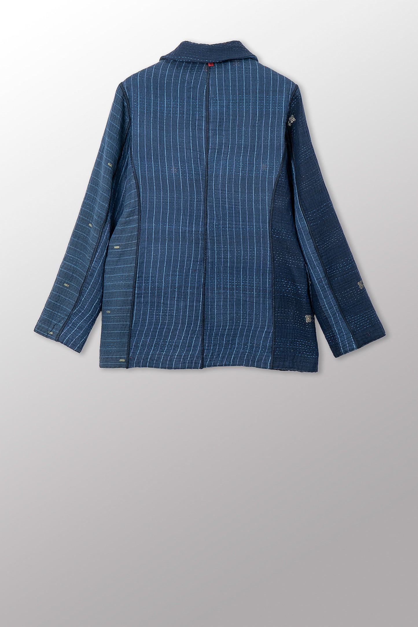 OMBRE PATCHED KANTHA BASIC JACKET - op4052-blu -