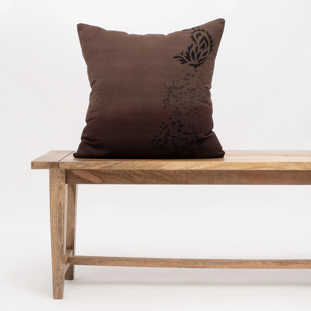 Cotton Ombre Handmade Vintage Kantha Pillow -Chocolate