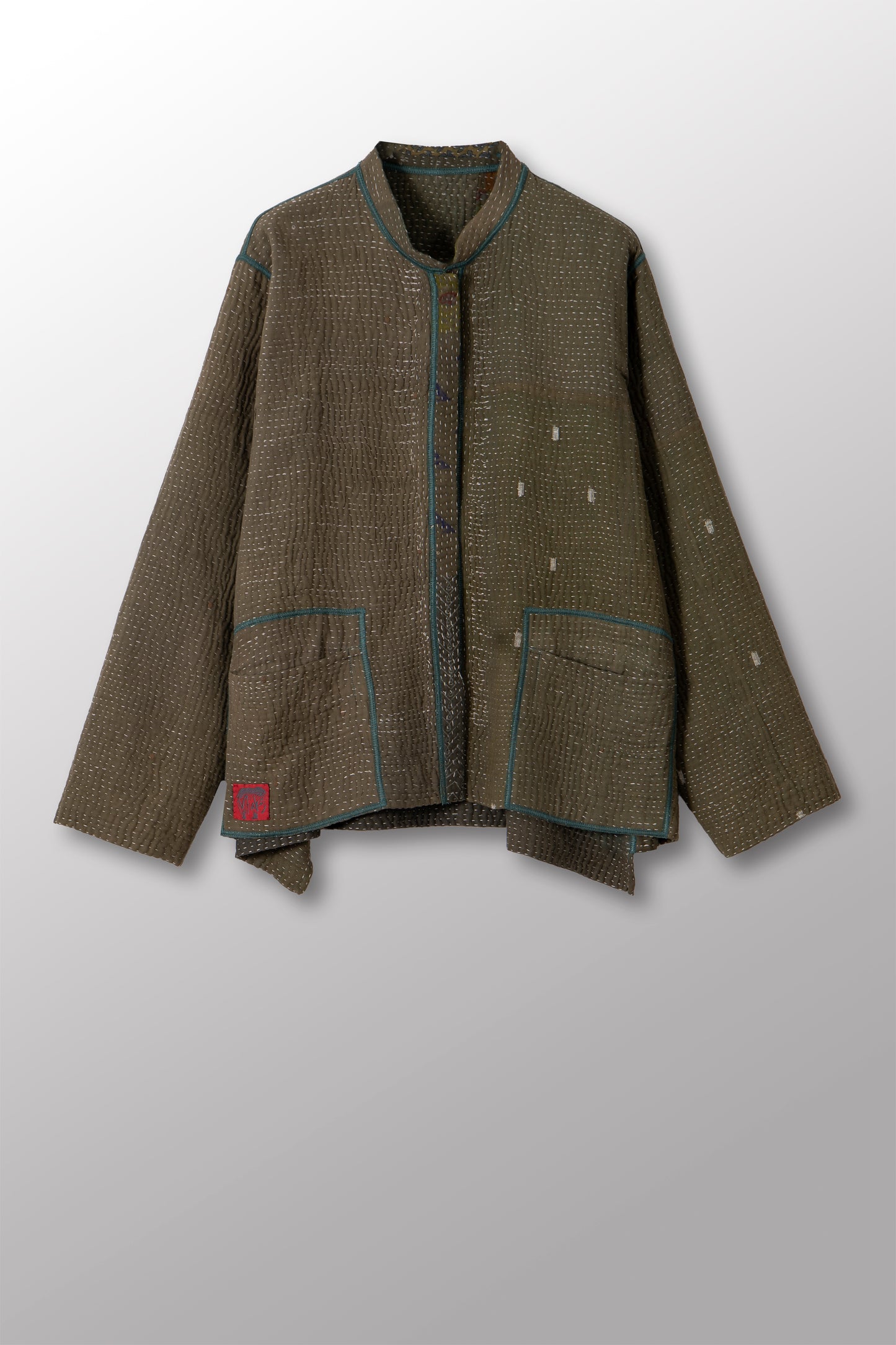 MUJI PATCH KANTHA KAFTAN JACKET SHORT - mp4088-grn -