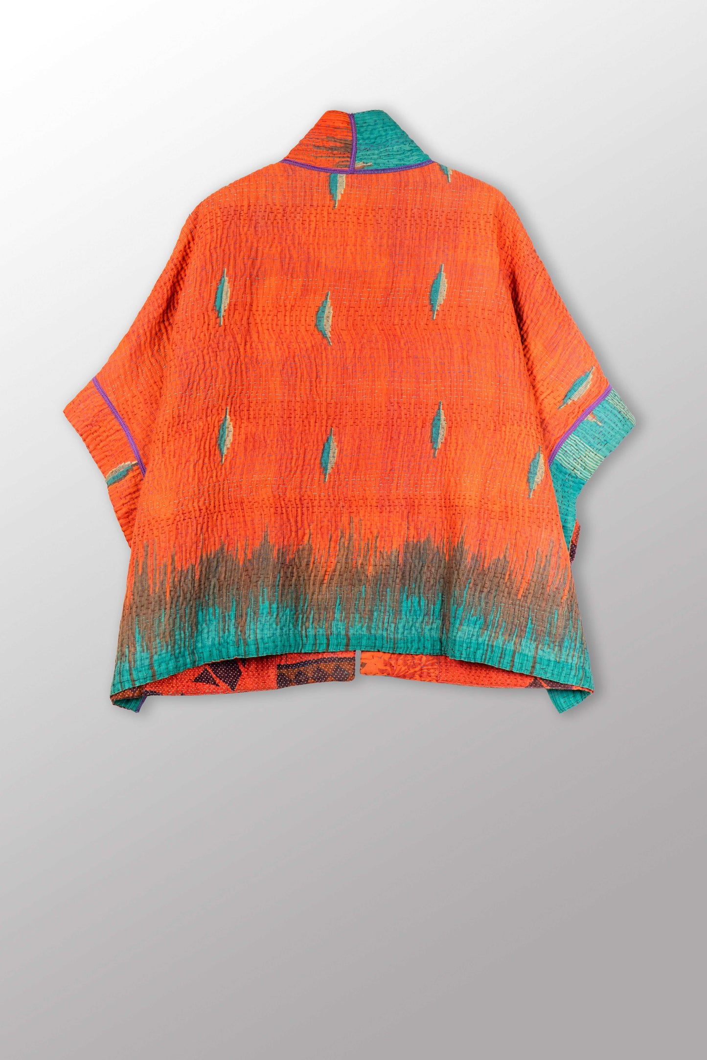 VINTAGE COTTON KANTHA MINI PONCHO - cv4060-0061a -