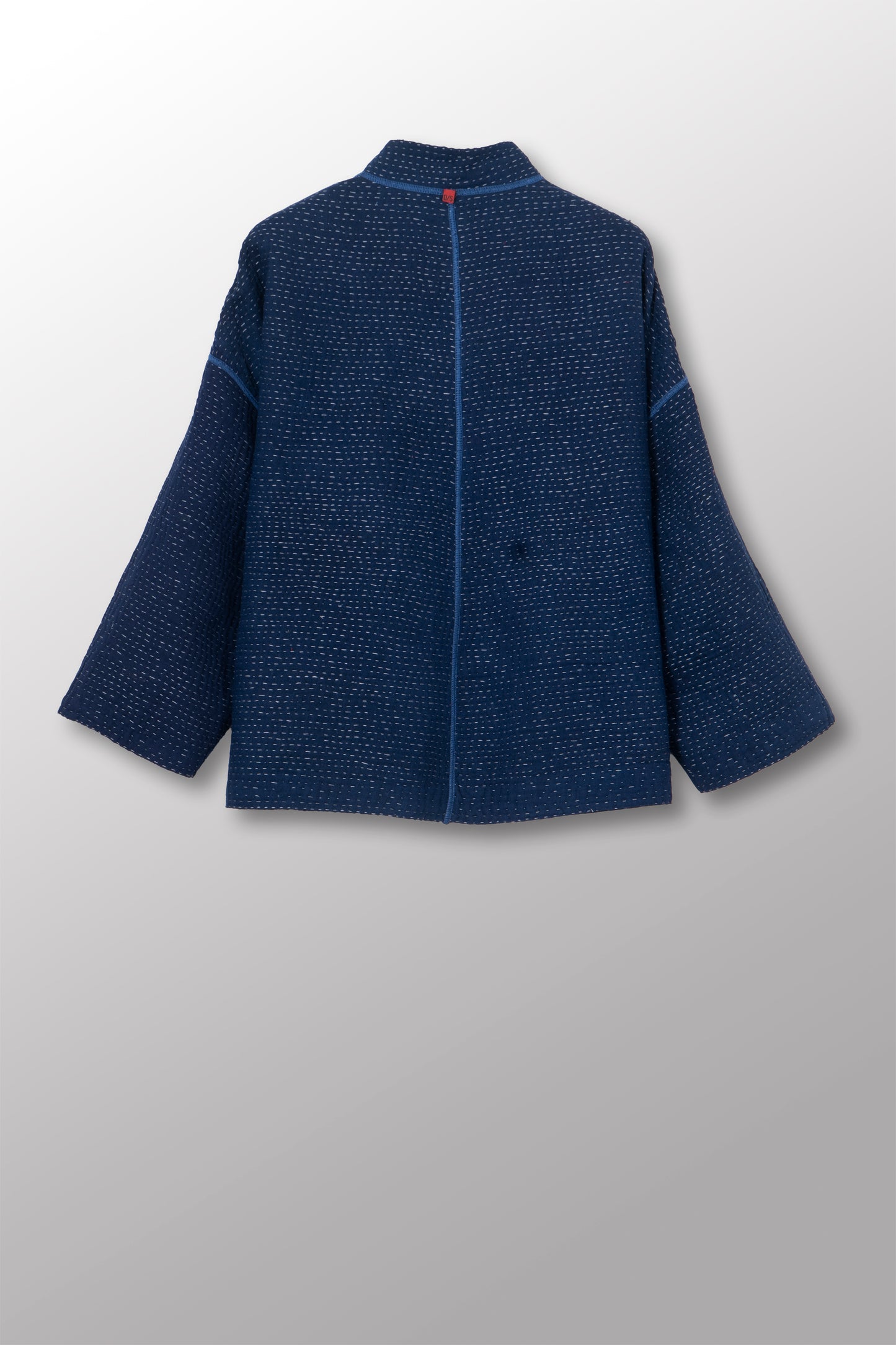 MUJI PATCH KANTHA STAND COLLAR CROPPED JACKET - mp4034-nvy -