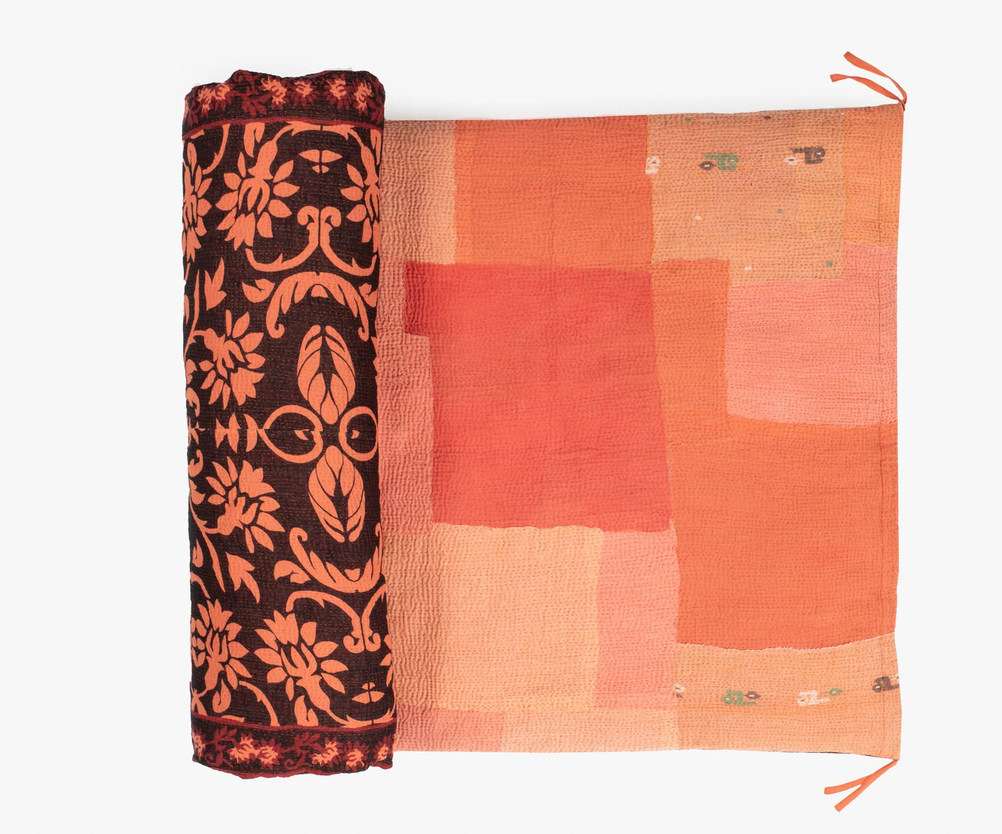 Mosaic Fray Handmade Vintage Kantha Day Bed Mattress Cover -Carrots
