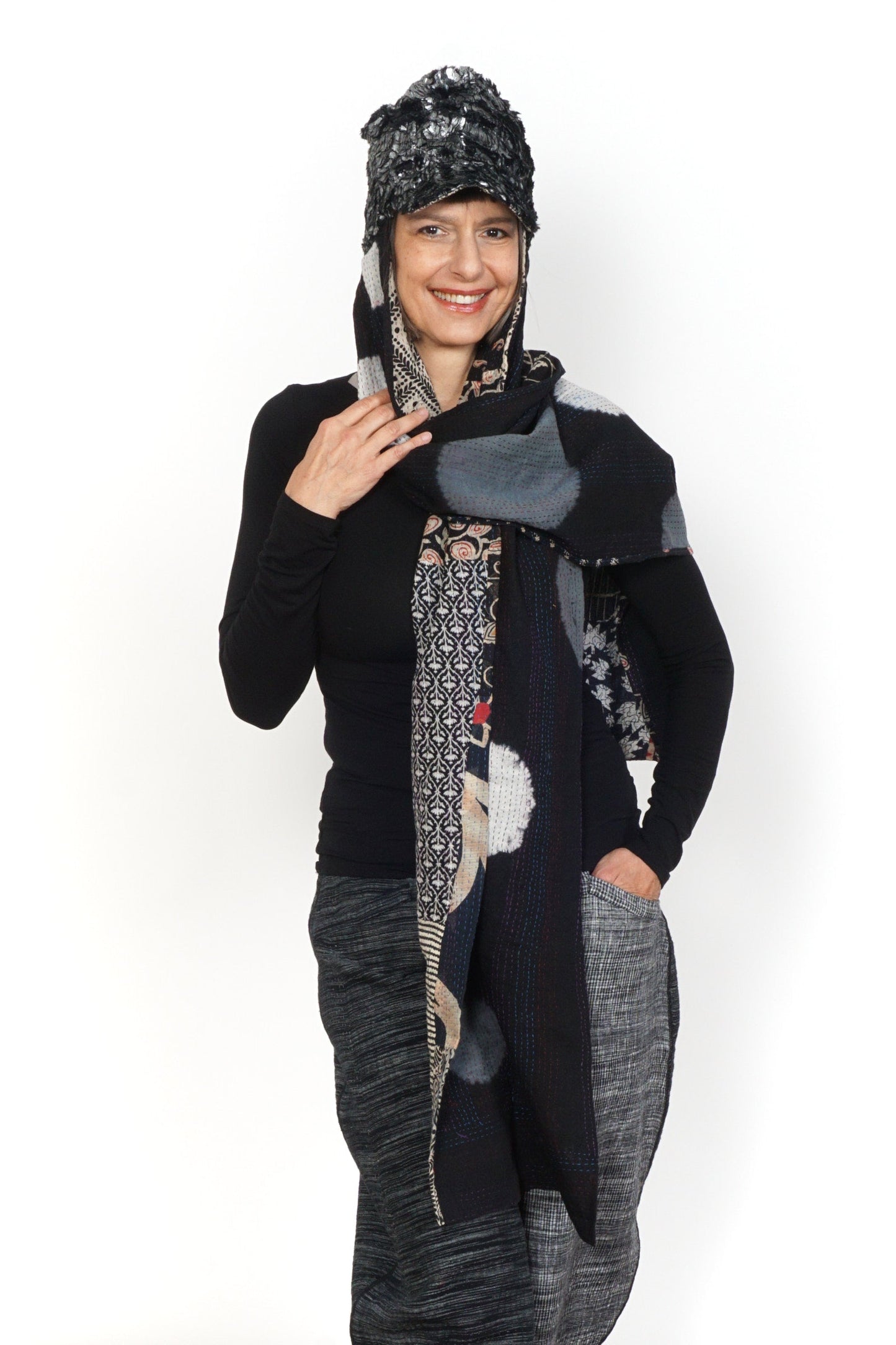 KANTHA CASK STOLE HAT BY KYOKO MURAYAMA - kym-22-008 -
