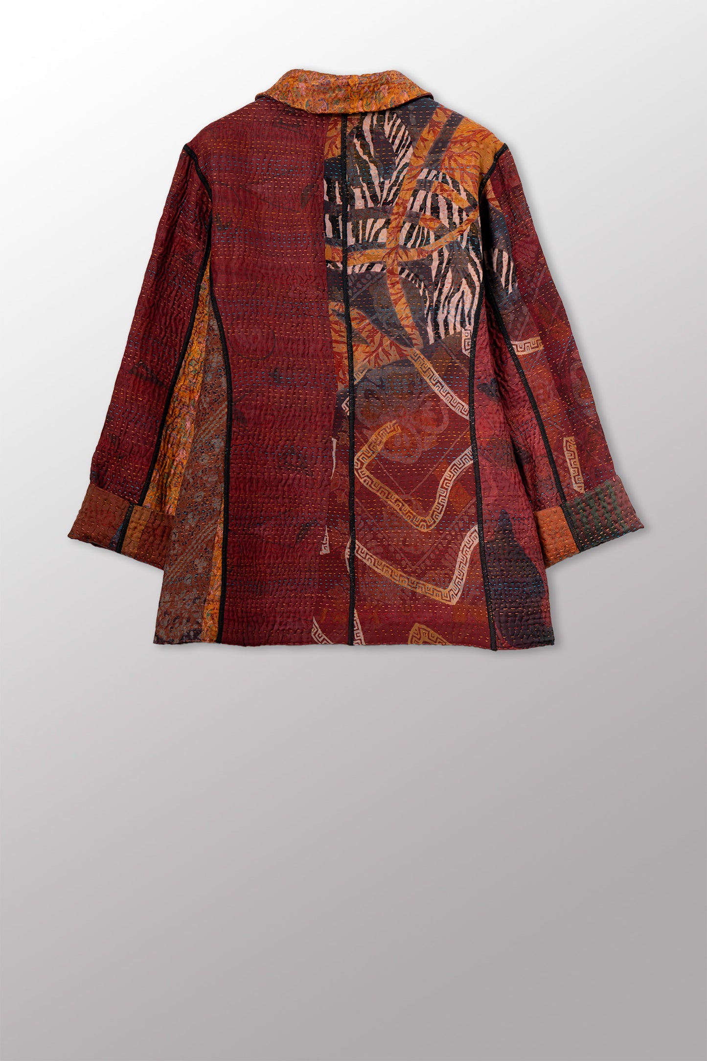 JACQUARD SILK KANTHA BASIC JACKET - js4052-cbrn002m -