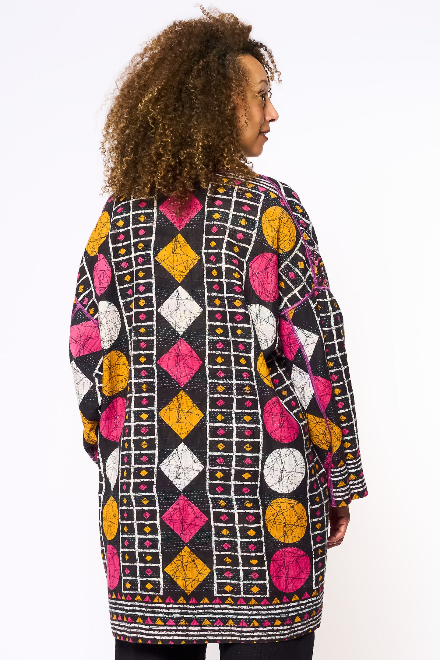 VINTAGE COTTON KANTHA HAORI JACKET - cv2068-0004a -