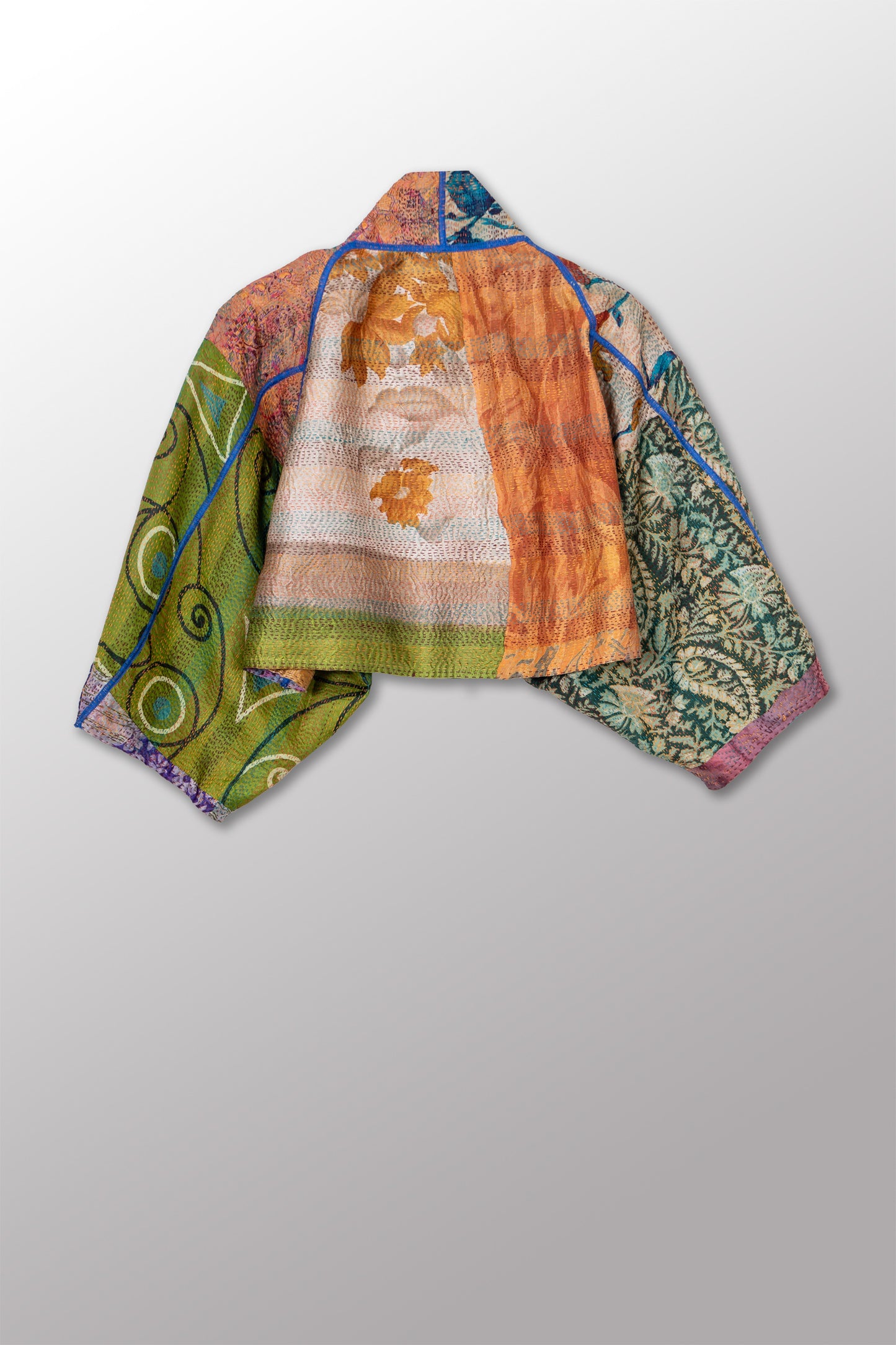 VINTAGE SILK KANTHA PUFF SLV. SHRUG - sv2062-0009a -