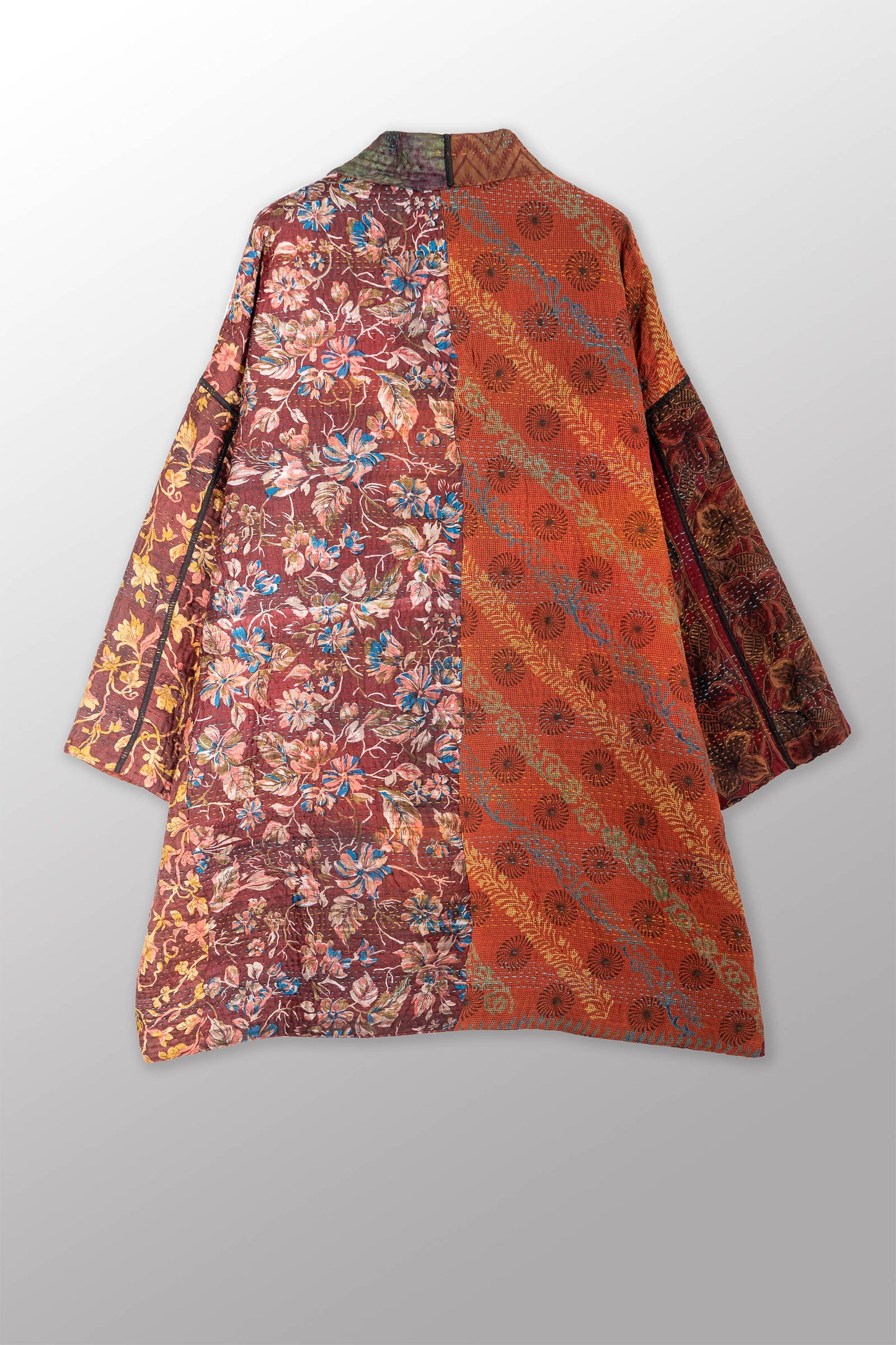 JACQUARD SILK KANTHA HAORI JACKET - js4068-brn -