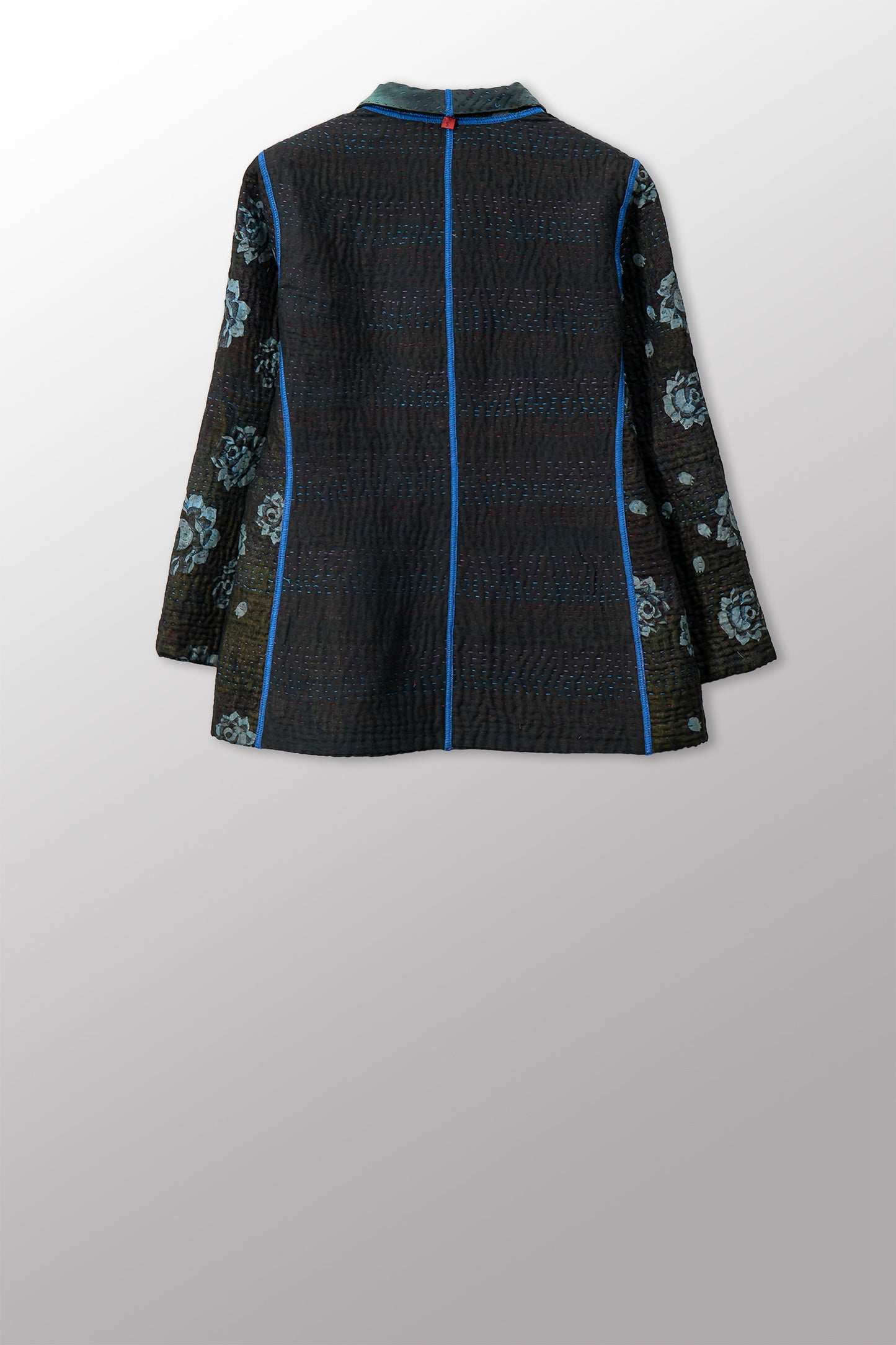 VINTAGE COTTON GREY CLAMP TIE DYE KANTHA SHORT JACKET - su4007-0002s -