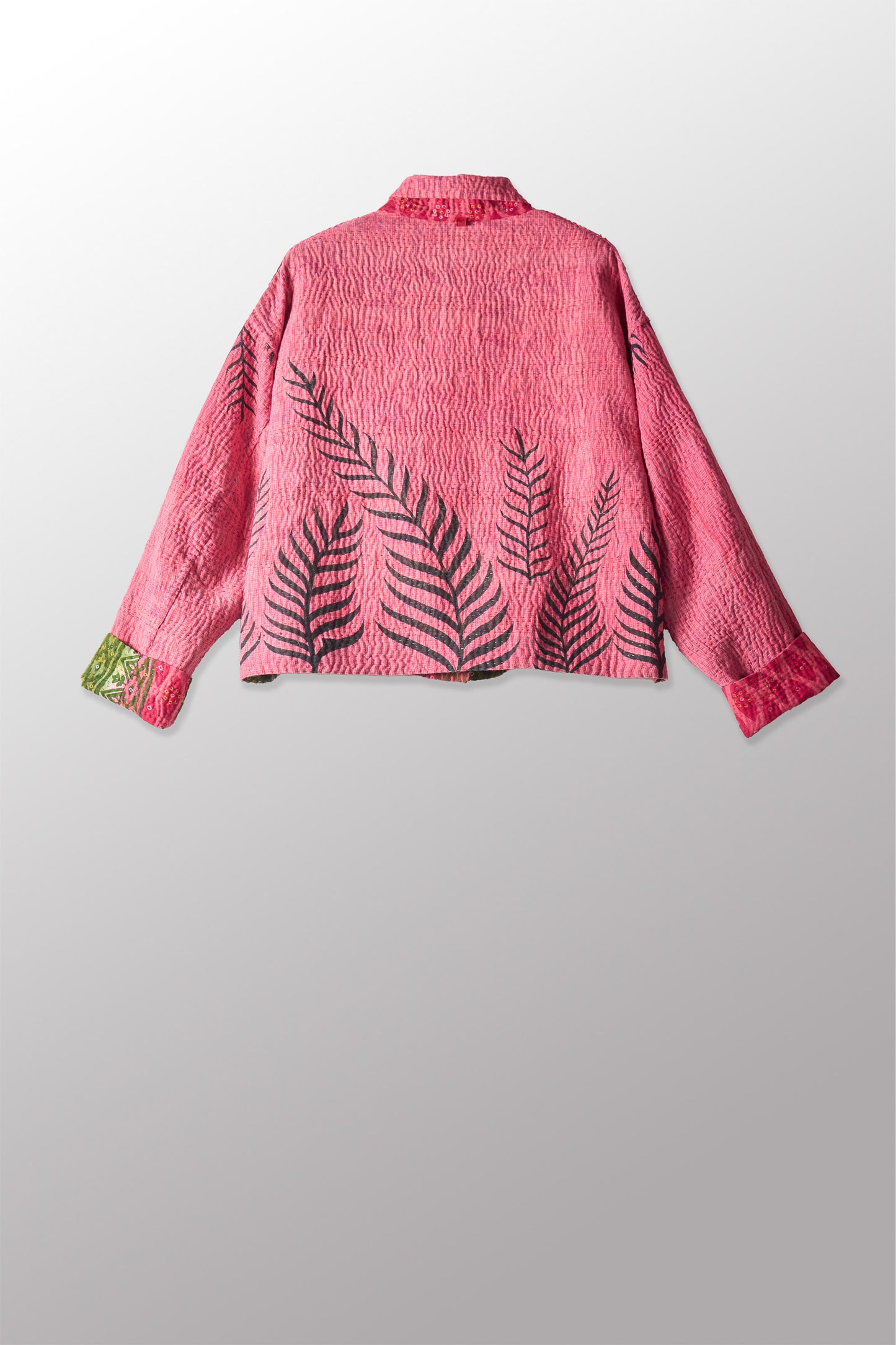 VINTAGE COTTON KANTHA LAPELED SHORT JKT - cv4081-0003s -