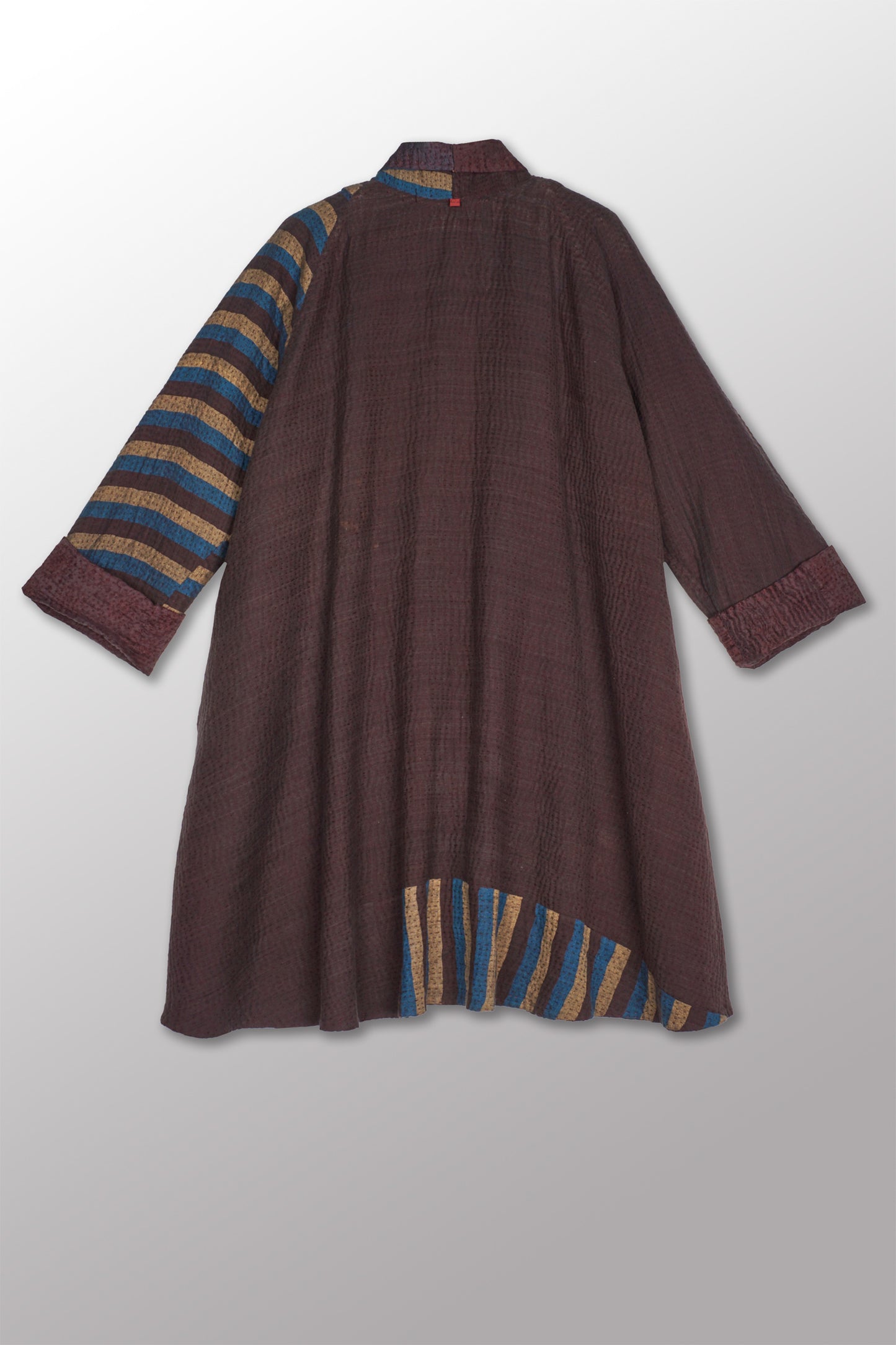JACQUARD WITH WOVEN KANTHA KIMONO LONG JACKET - jq5005-0001a -